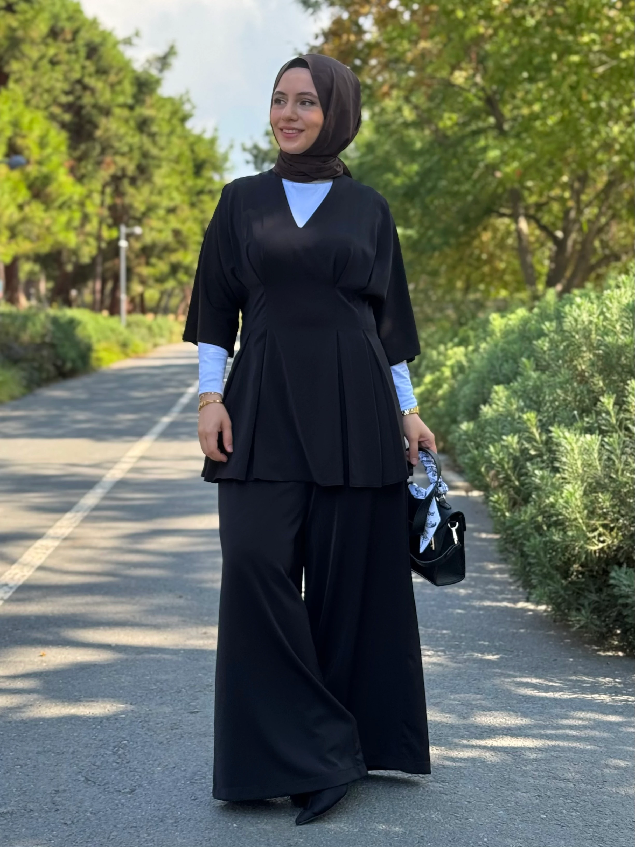 Pileli Tunik Bol Pantolon Takım