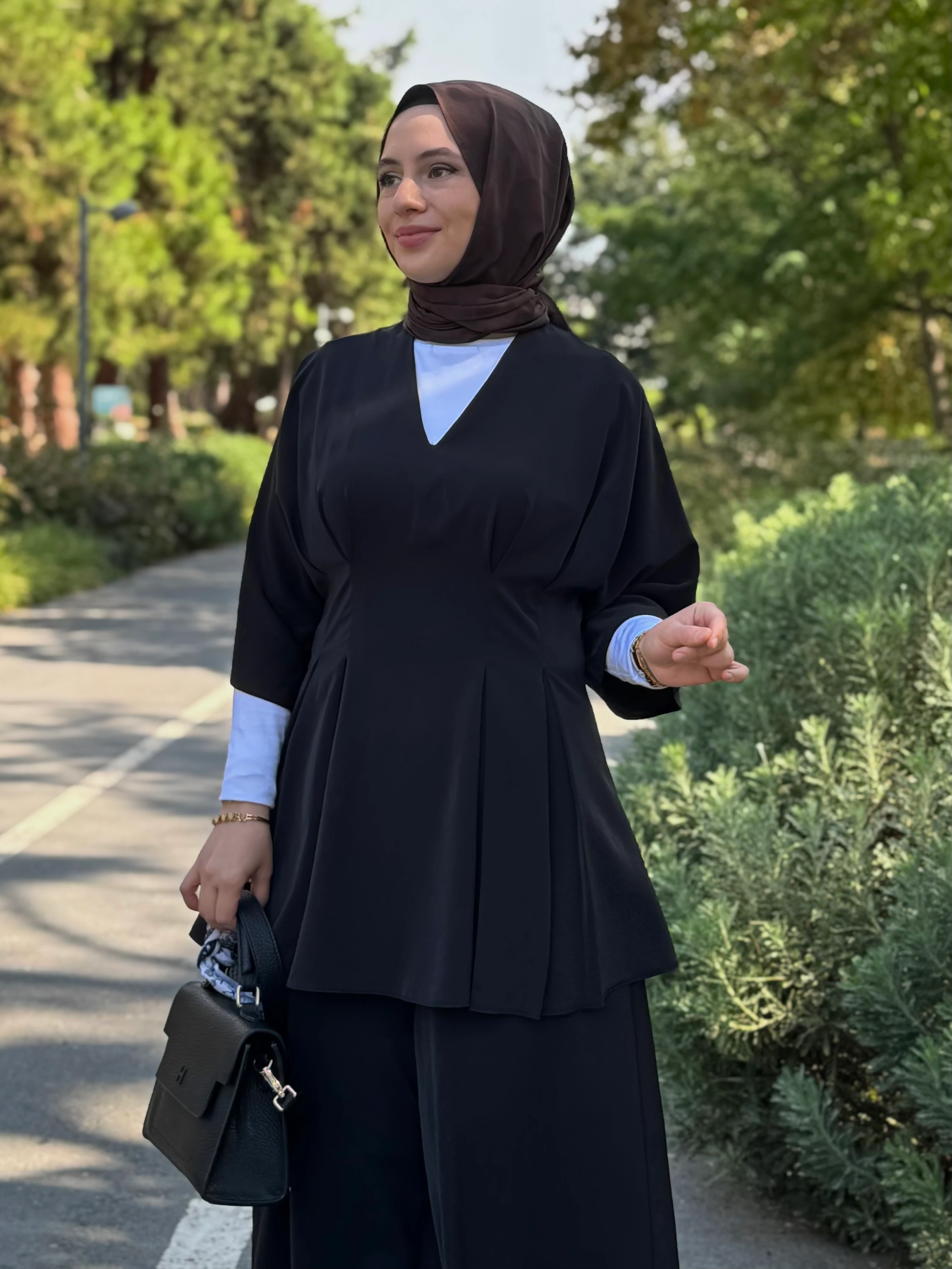 Pileli Tunik Bol Pantolon Takım