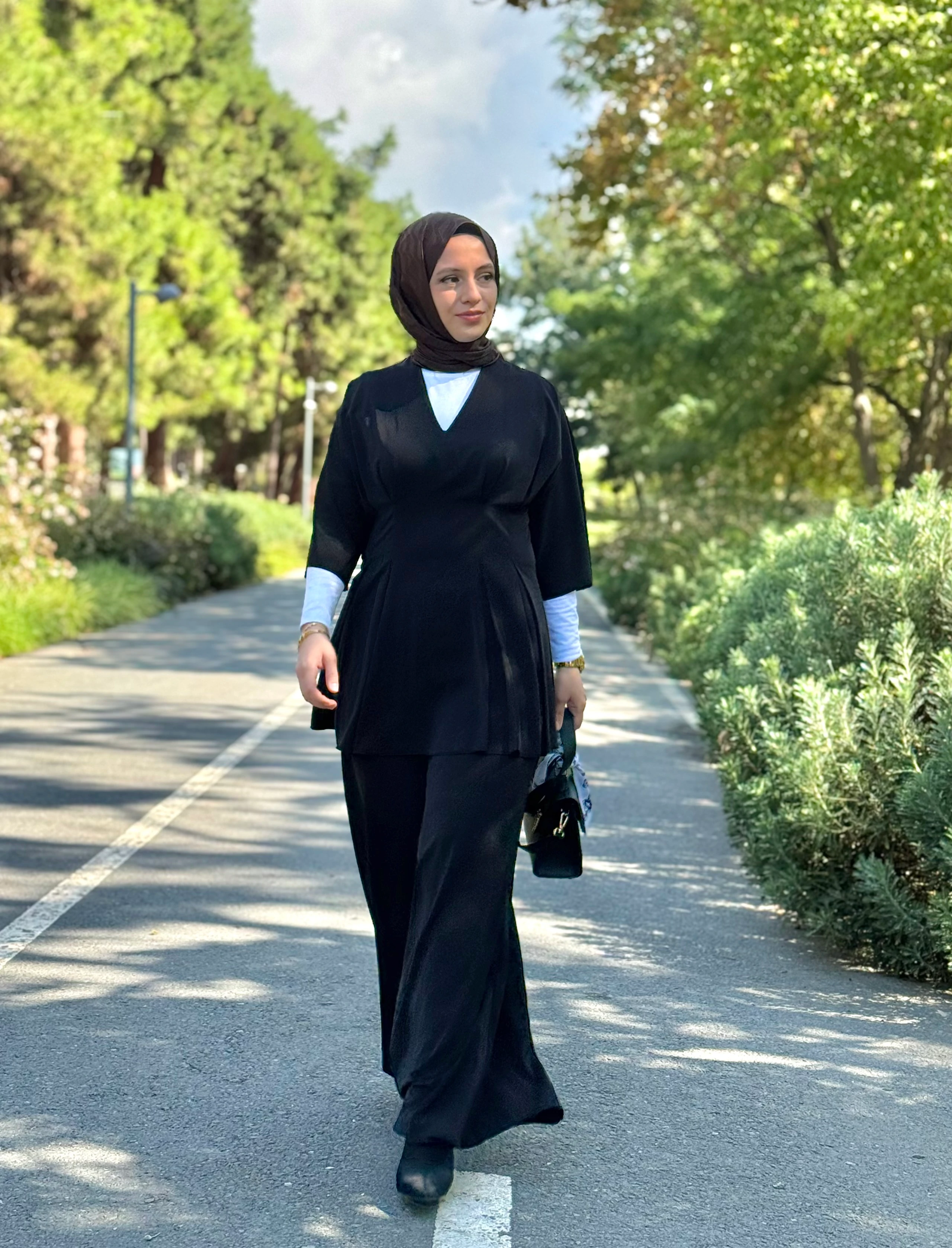 Pileli Tunik Bol Pantolon Takım