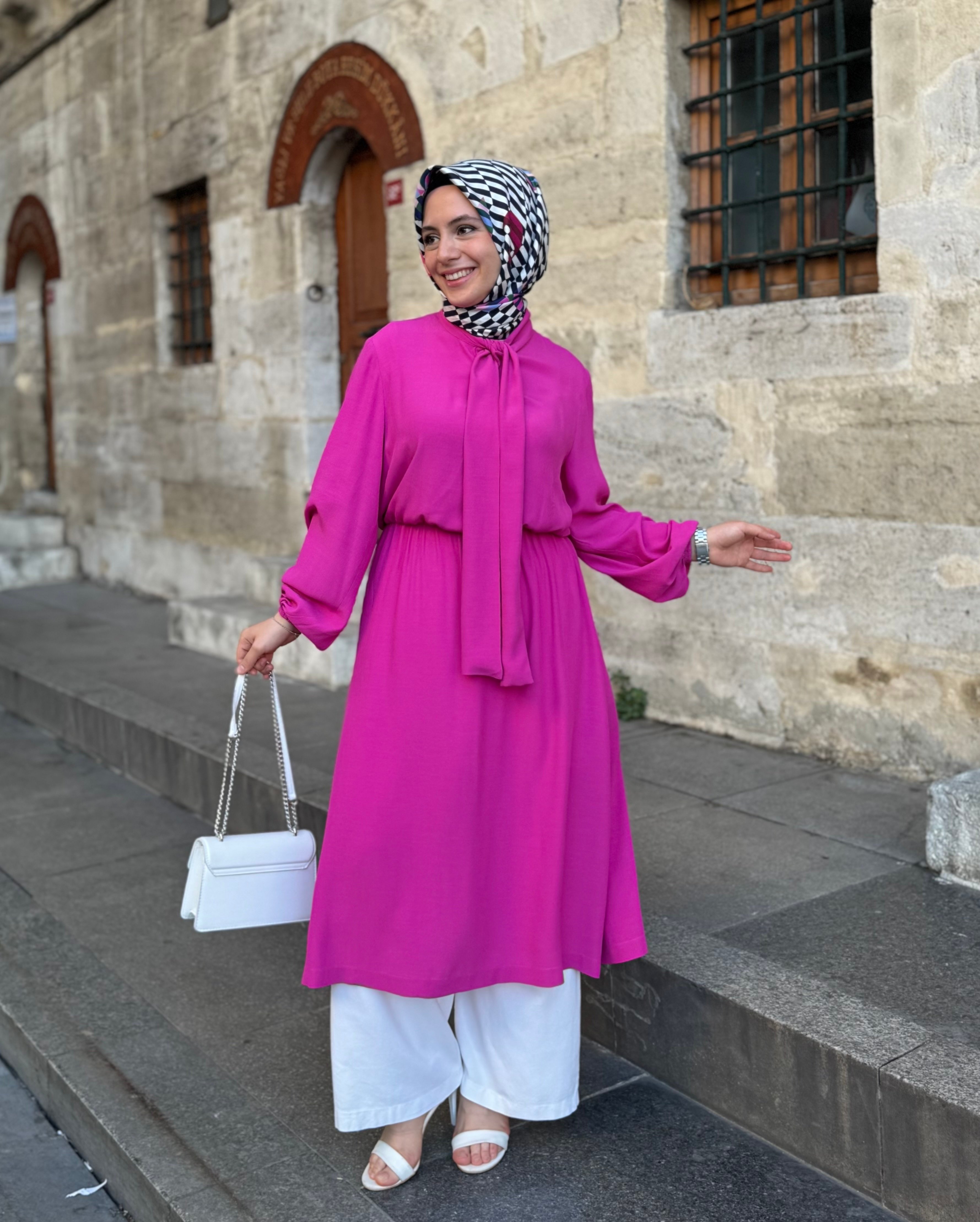 %100 Pamuklu Fularlı Tunik