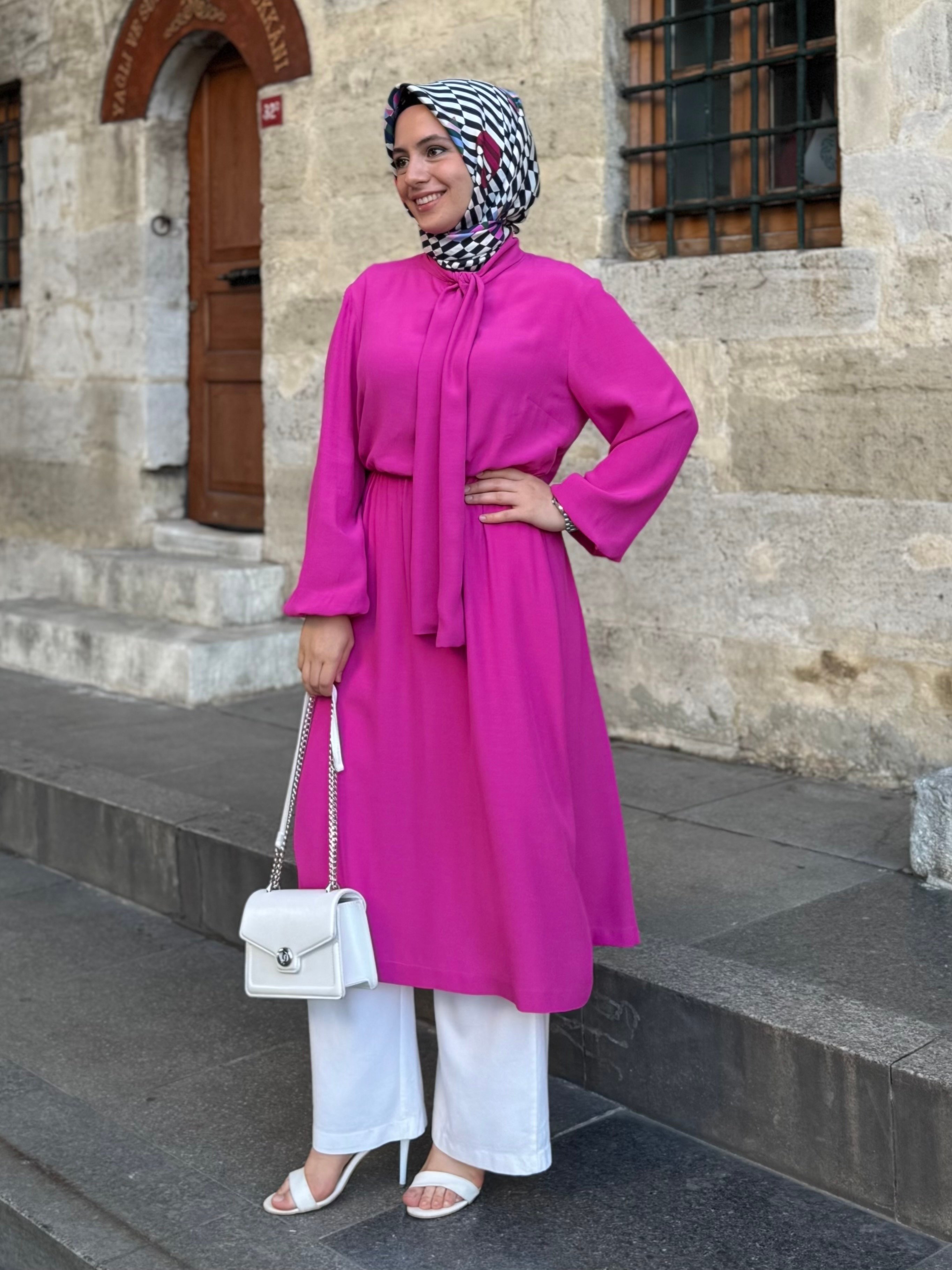 %100 Pamuklu Fularlı Tunik