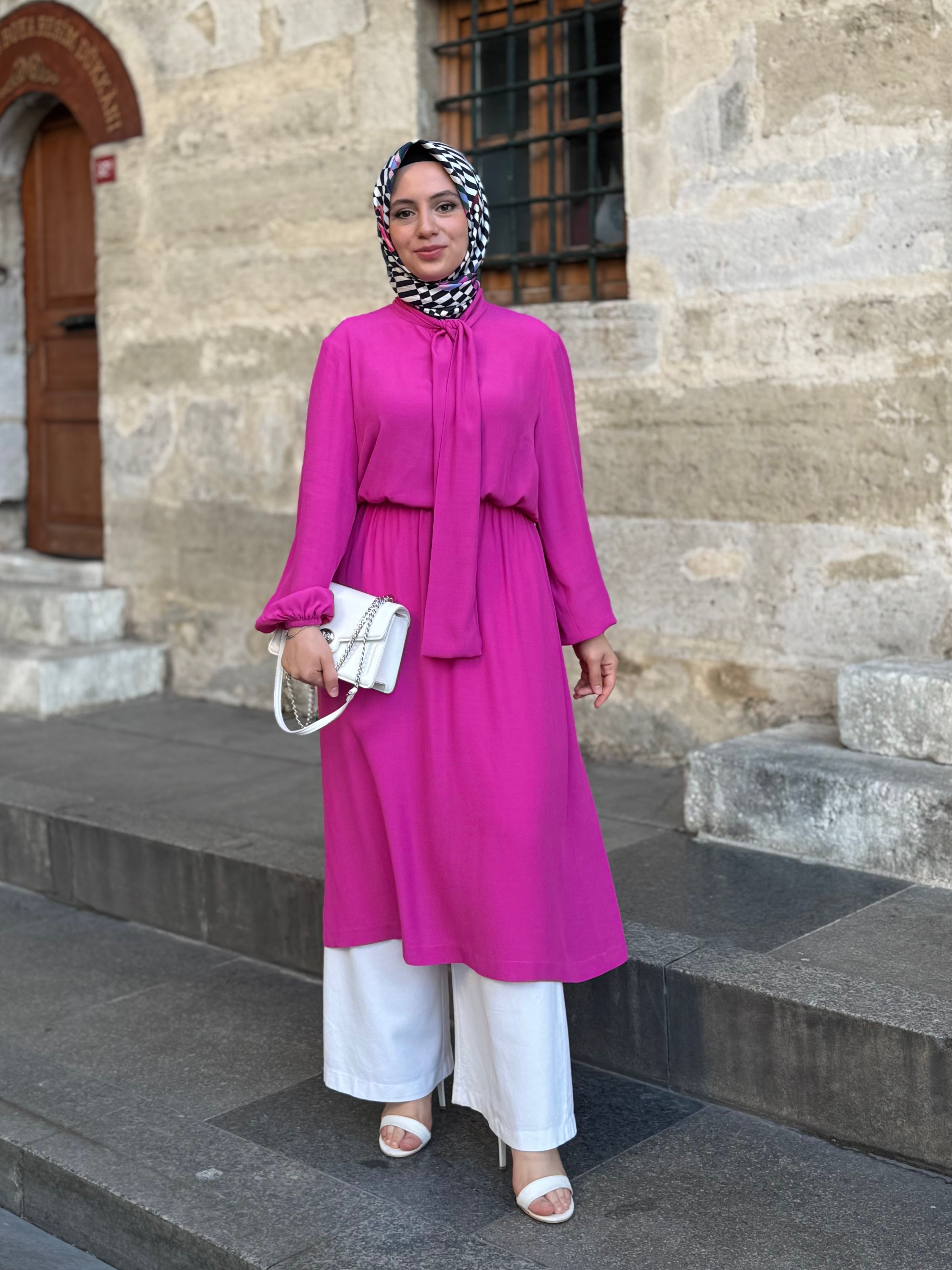 %100 Pamuklu Fularlı Tunik