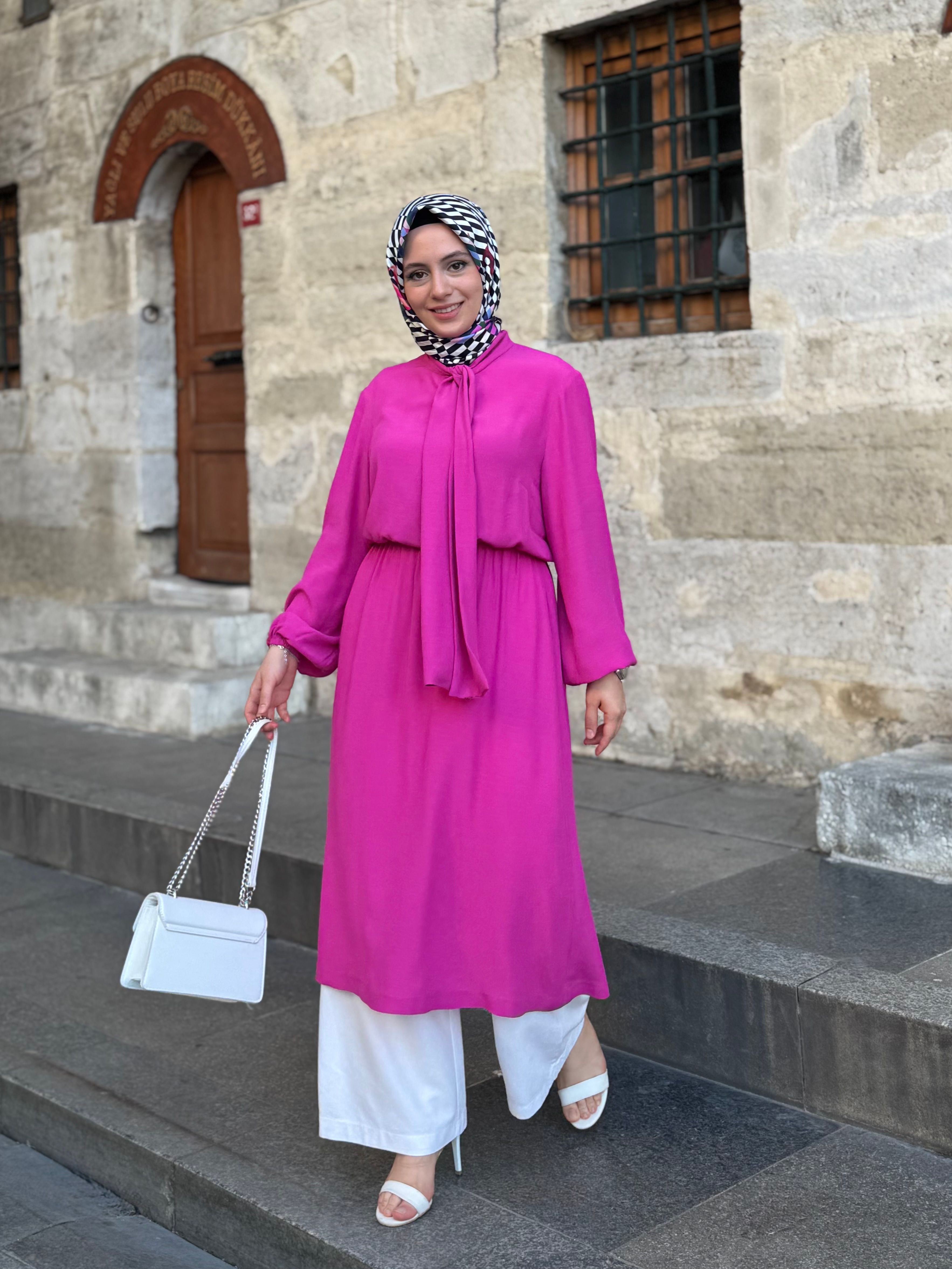 %100 Pamuklu Fularlı Tunik