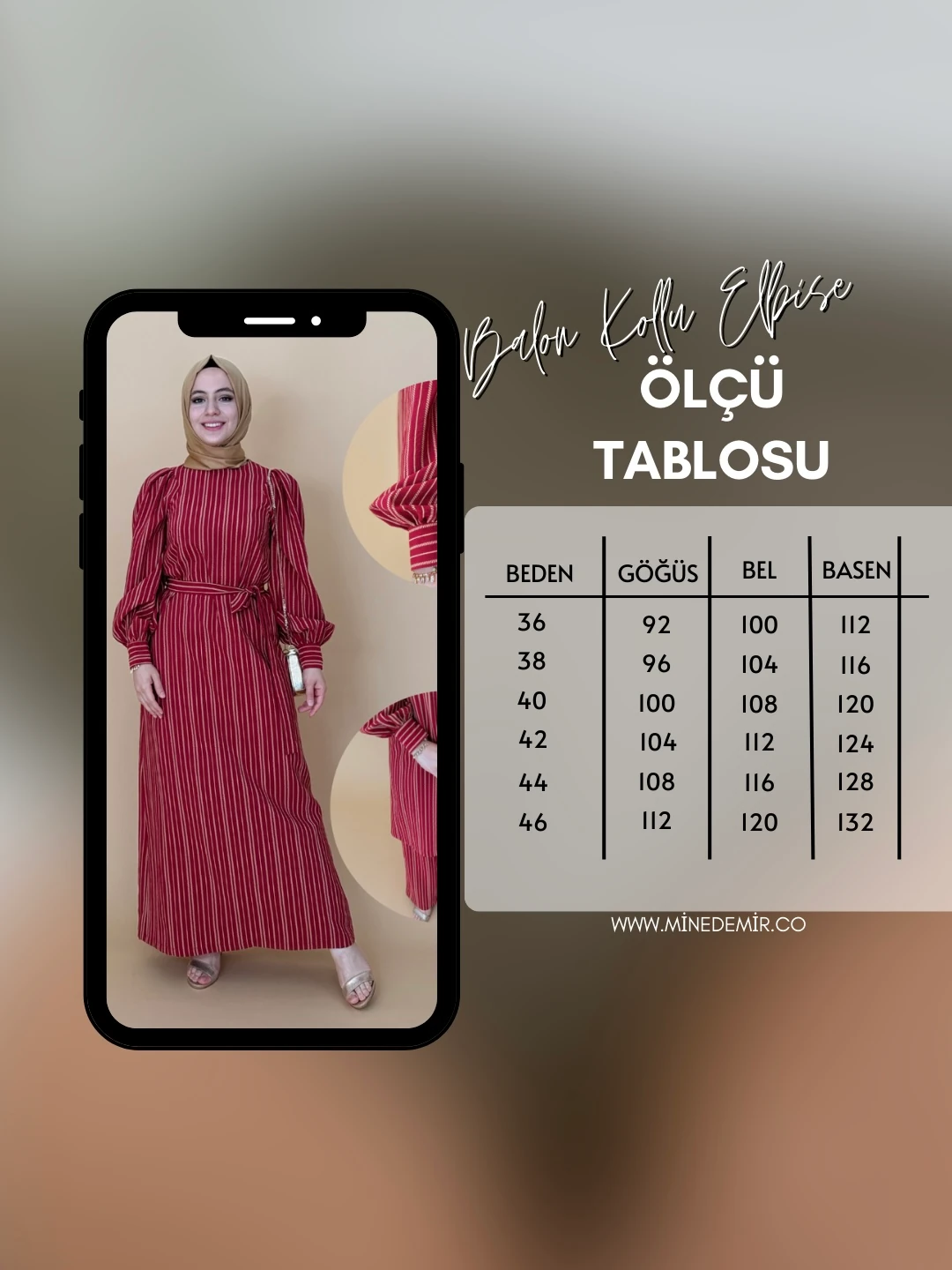 Desenli Balon Kollu Elbise