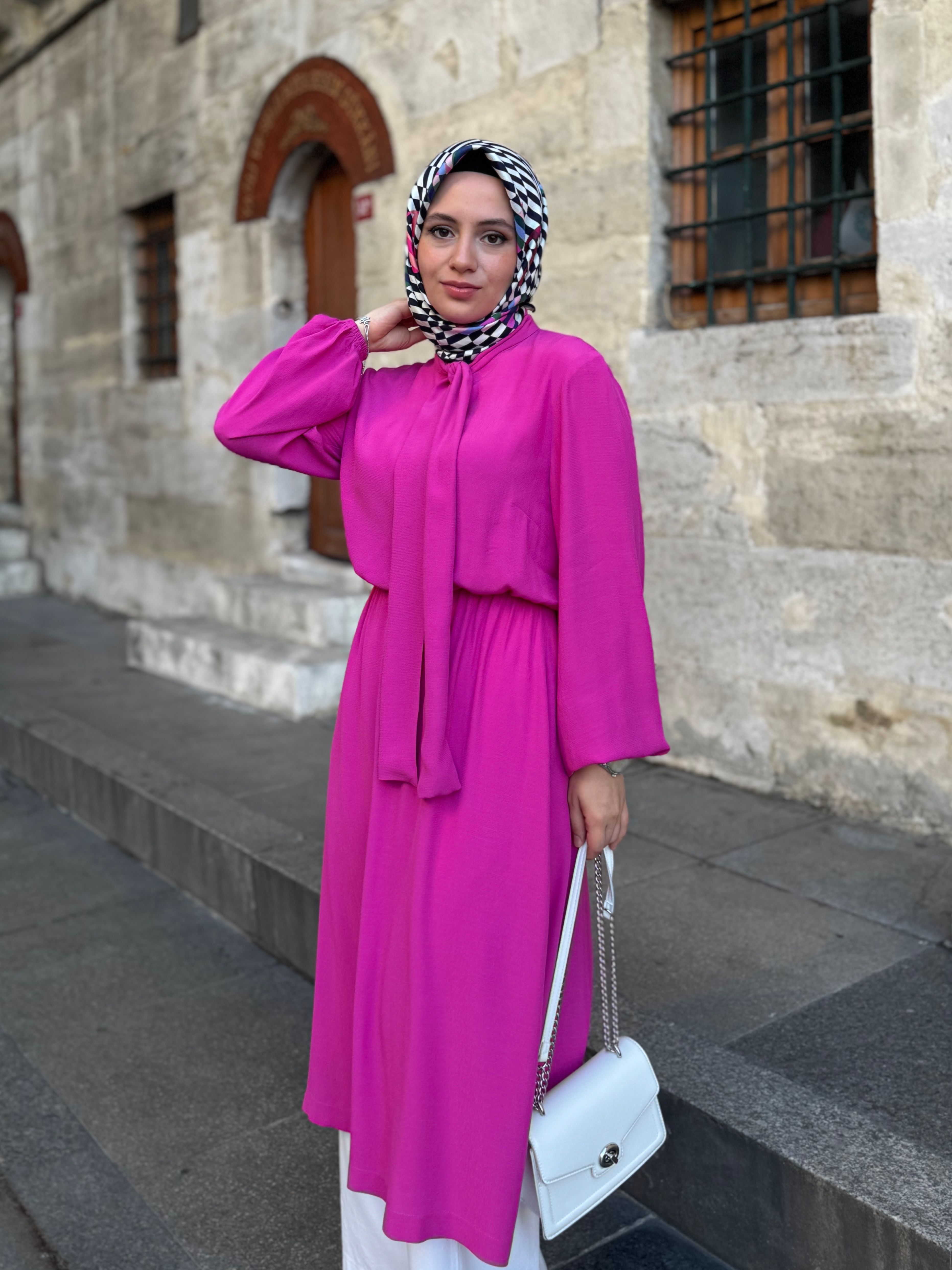 %100 Pamuklu Fularlı Tunik