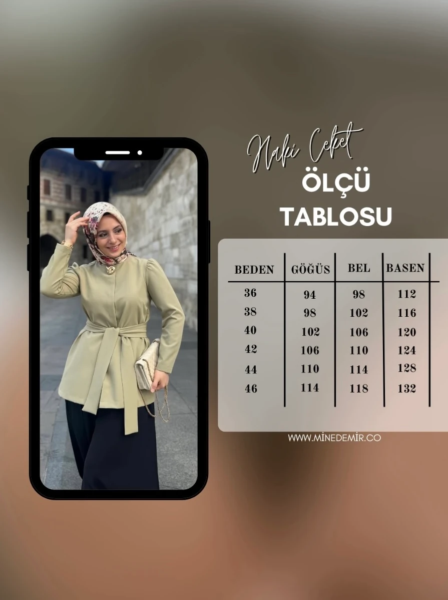 Gold Düğmeli Kemerli Ceket