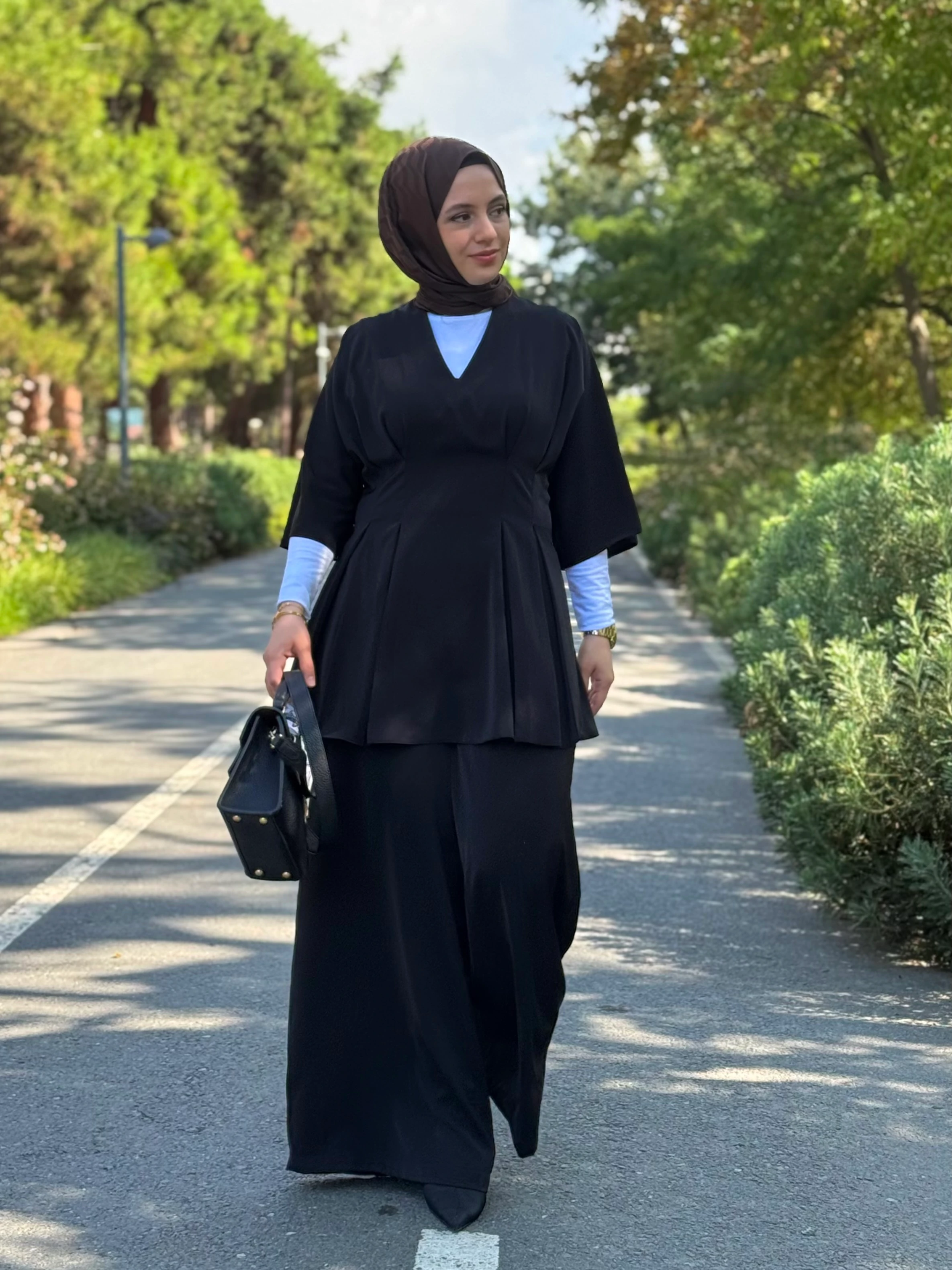 Pileli Tunik Bol Pantolon Takım