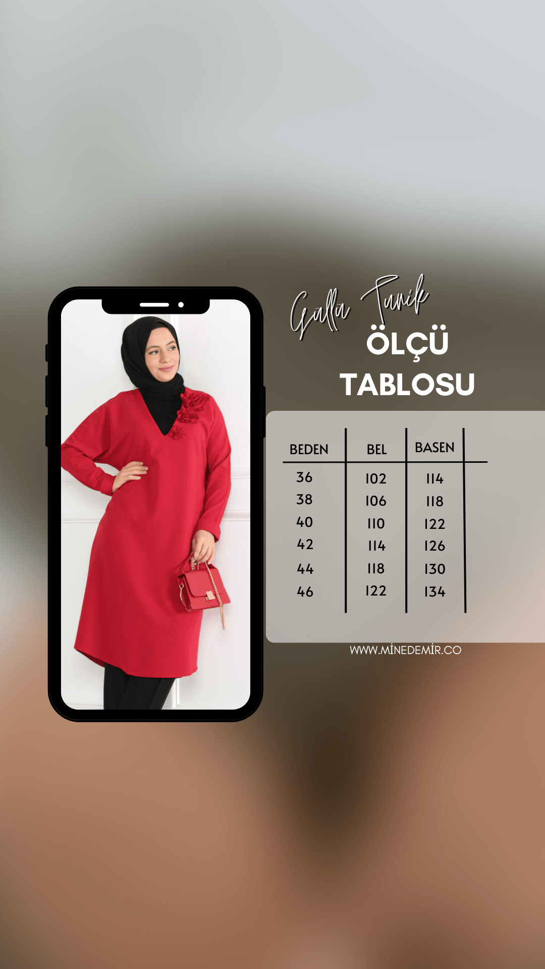 V Yaka Gül Detaylı Tunik