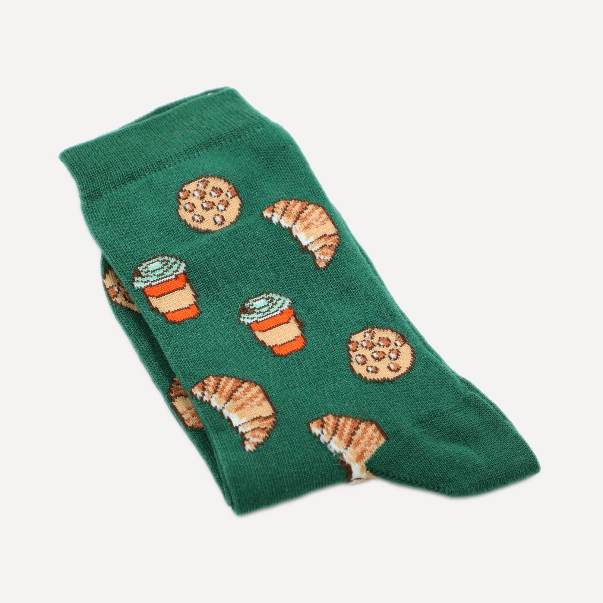 Green Socks (Croissant Cookie Coffee Pattern)