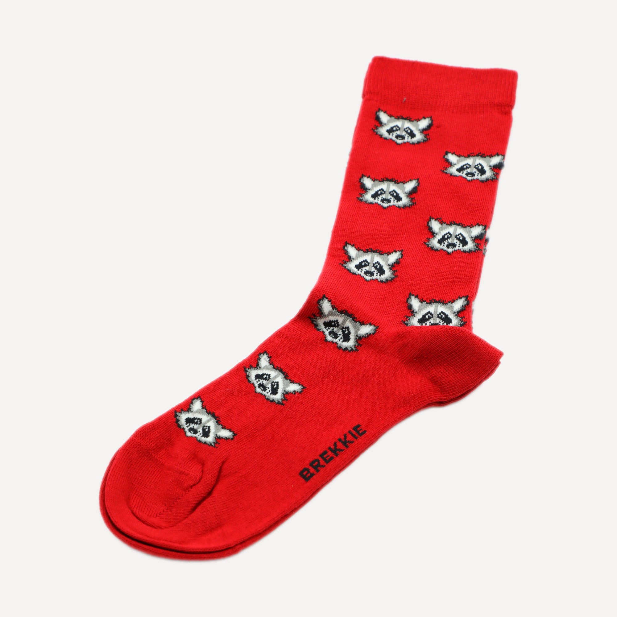 Raccoon Pattern Red Socks