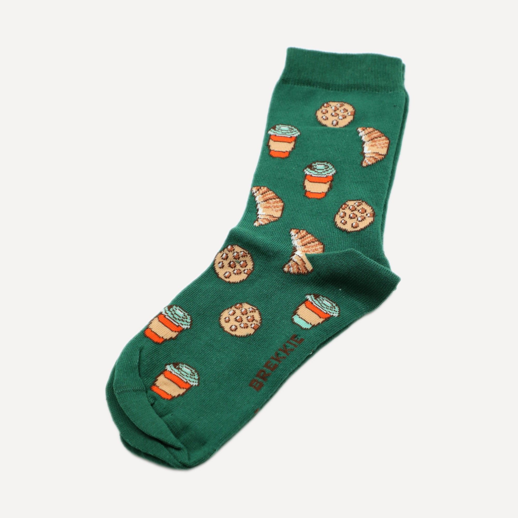 Green Socks (Croissant Cookie Coffee Pattern)