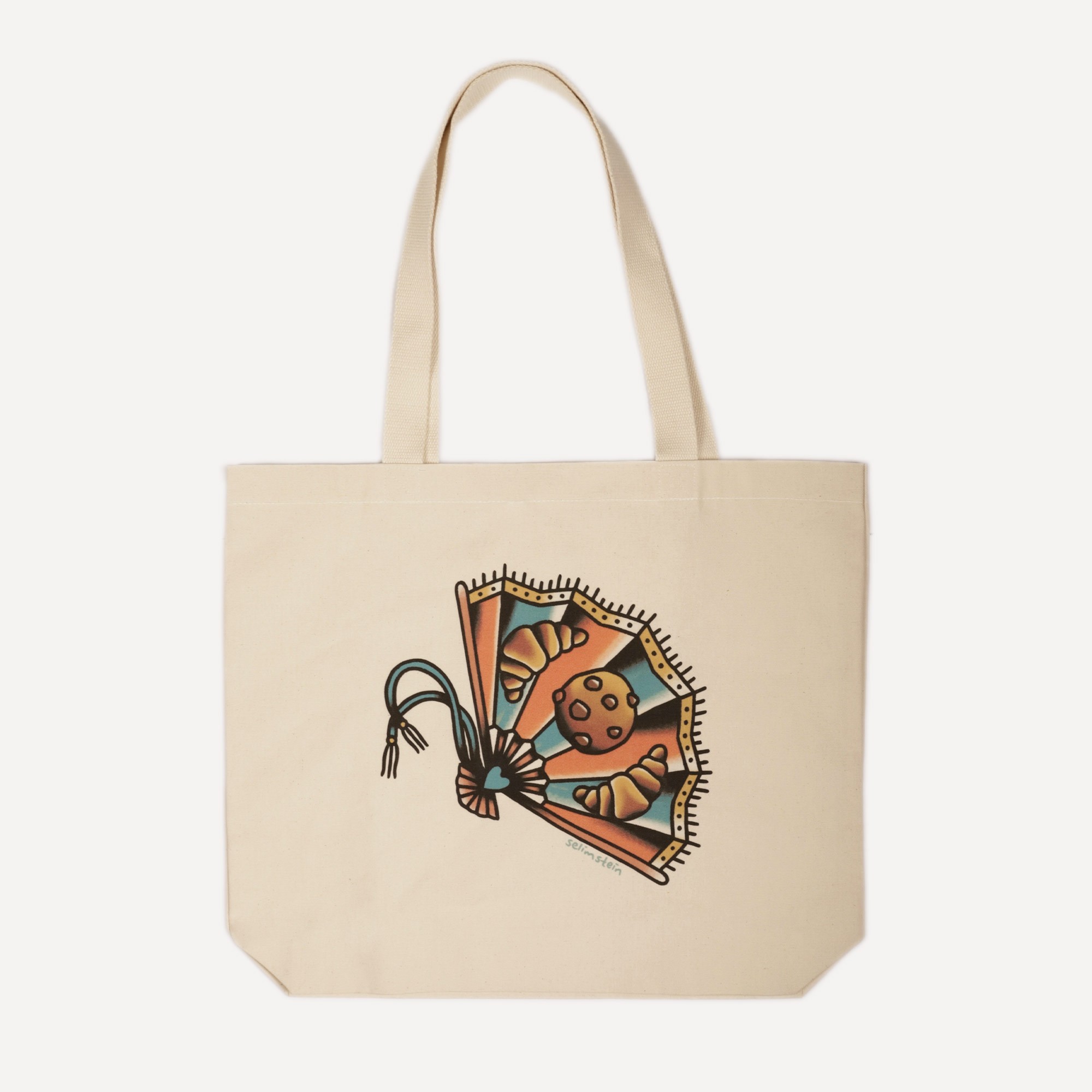 Brekkie Hand Fan Pattern Canvas Tote Bag