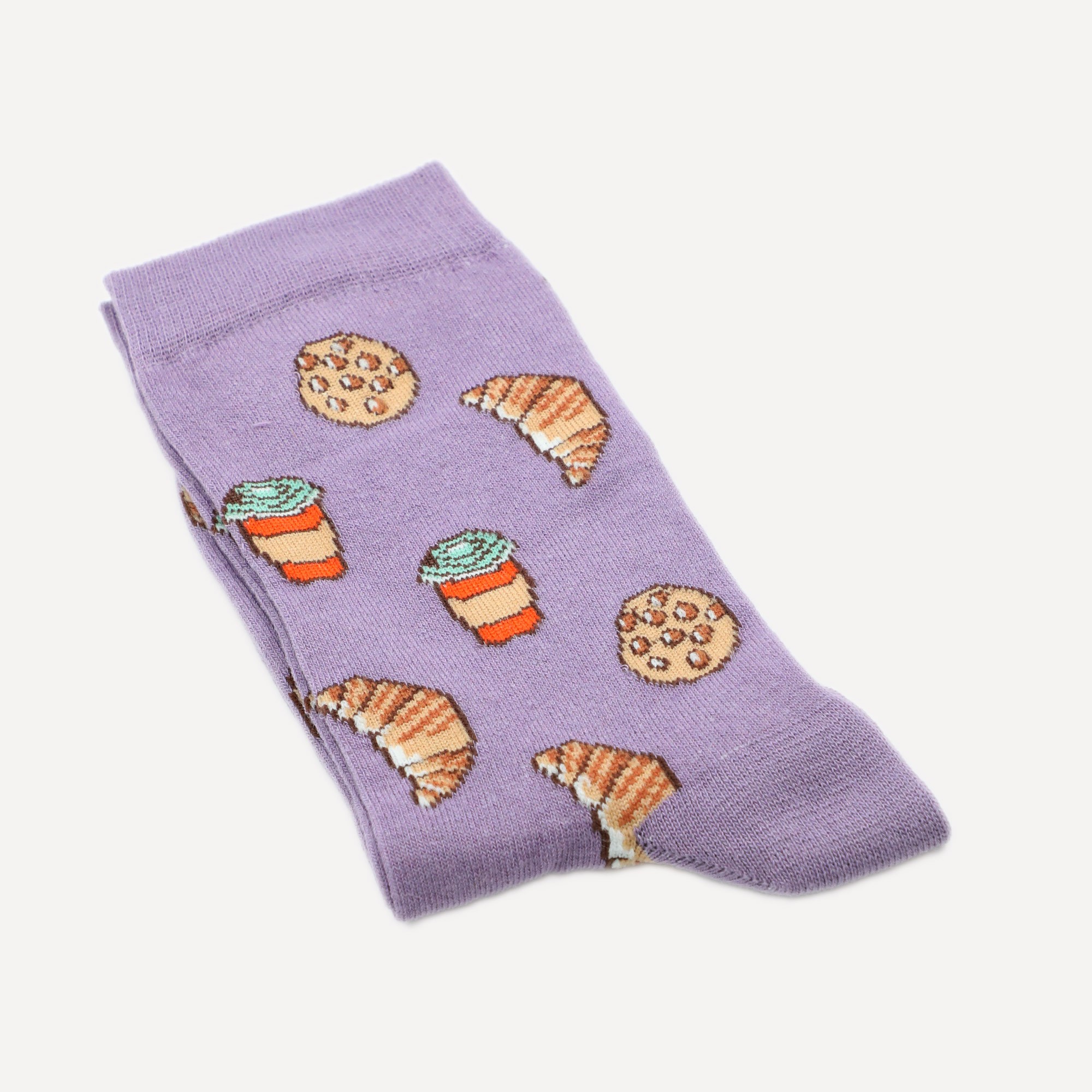 Purple Socks (Croissant Cookie Coffee Pattern)