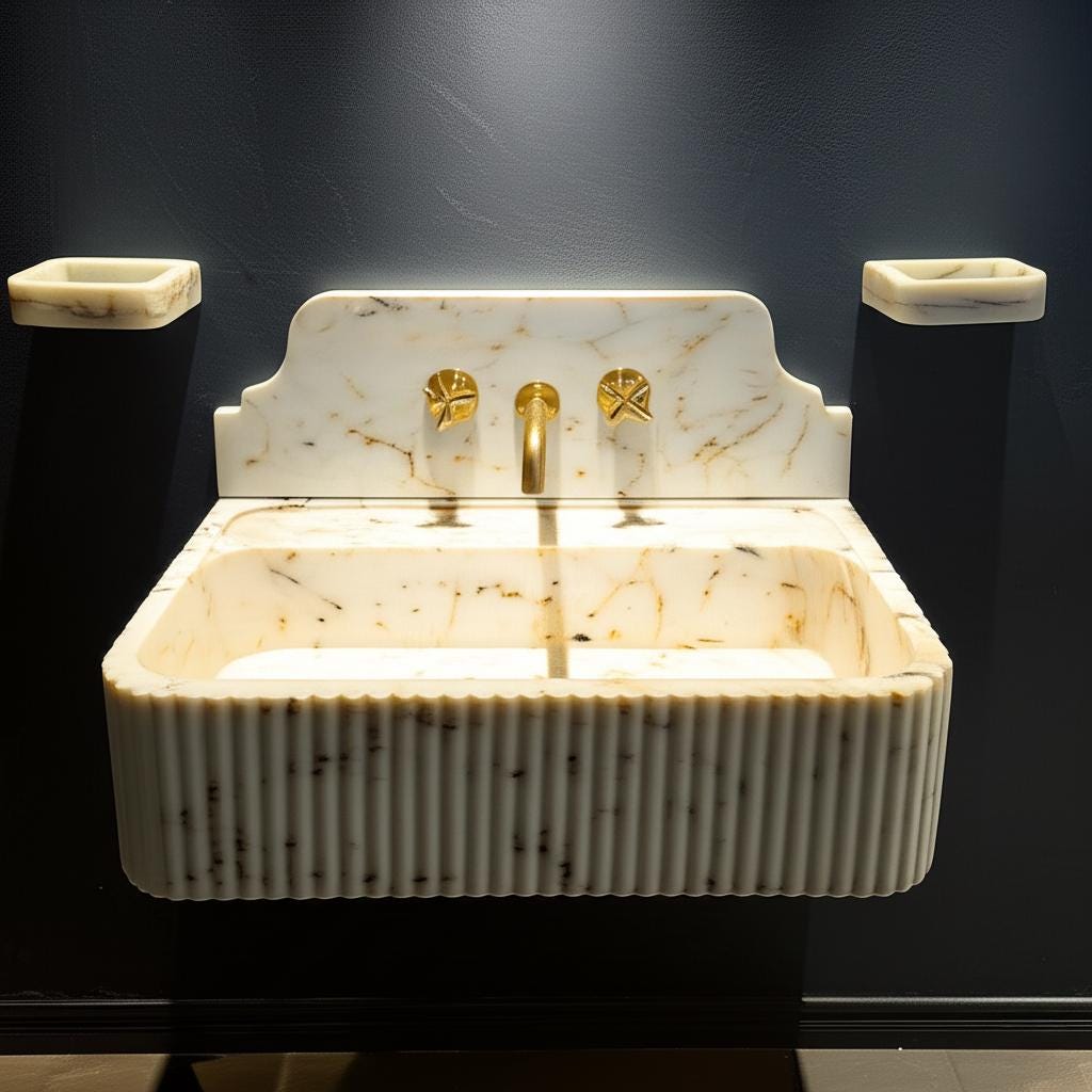 Fluted Calacatta Gold Marble Sink