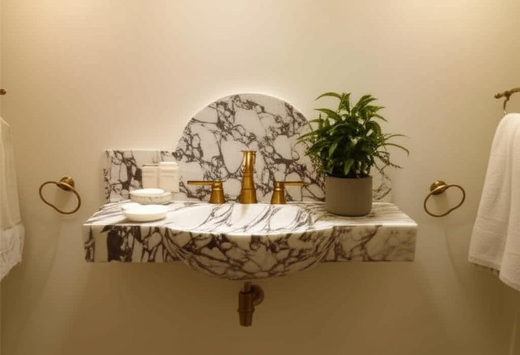 Modern -Minimalist Design Calacatta Viola Marble Sink :A Unique Work of Art for Your Bathroom