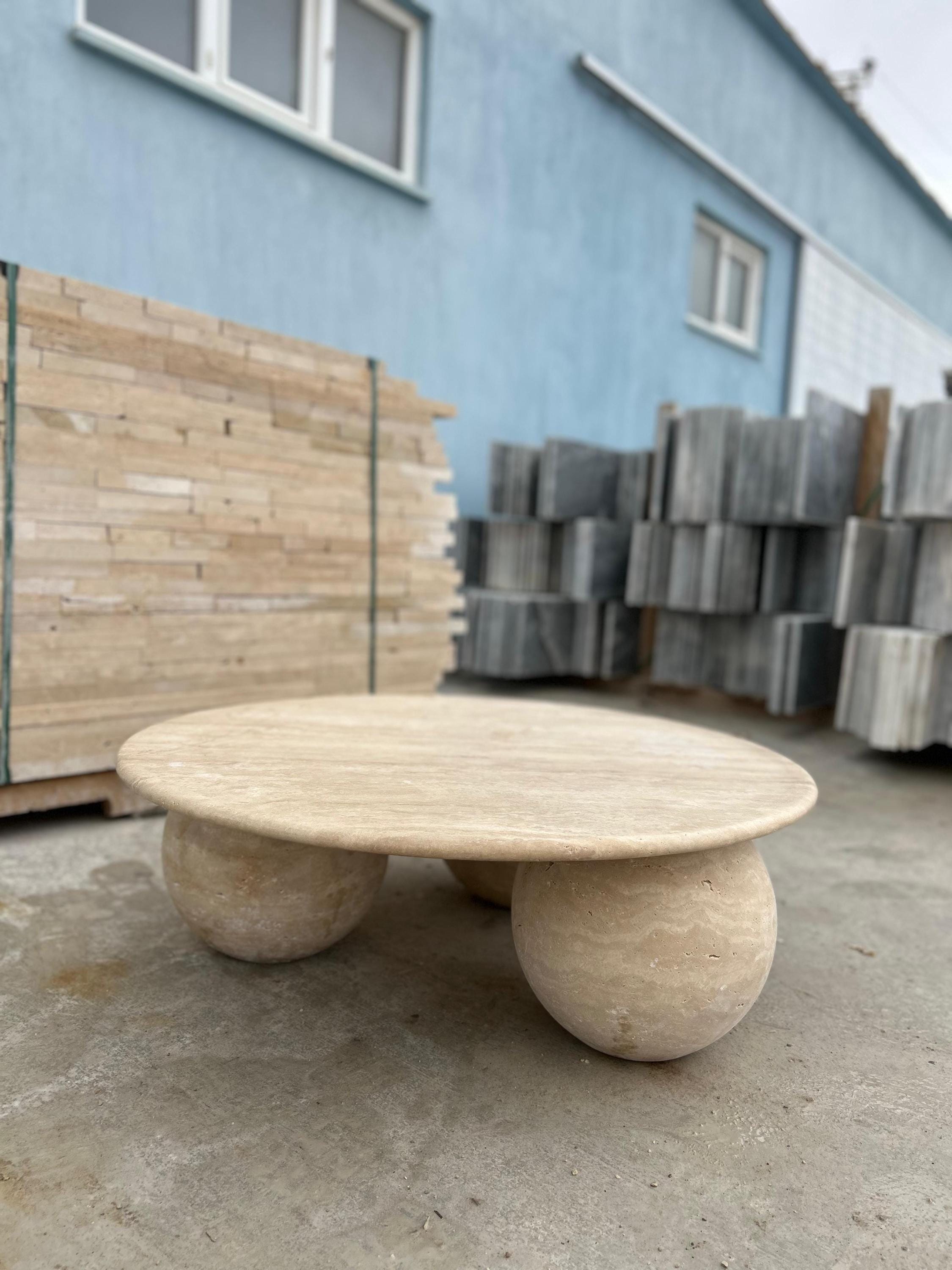 Travertine round marble table