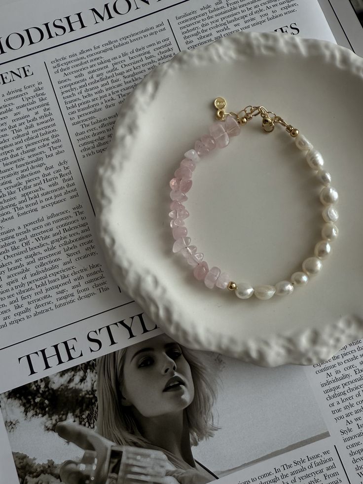 PEMBE KUVARS - İNCİ  BİLEKLİK