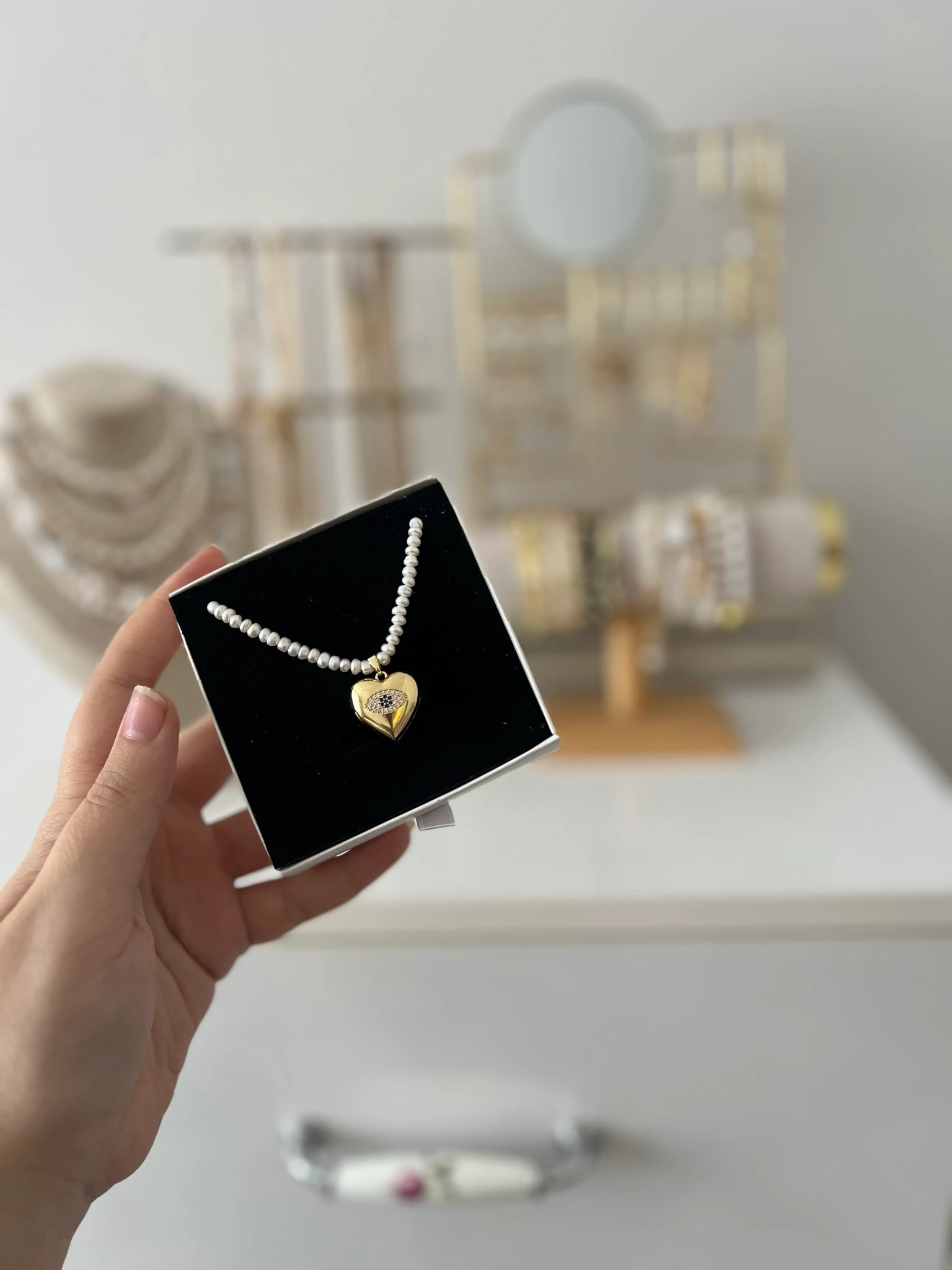 KAPAKLI İNCİ KOLYE (İÇERİSİNE FOTOĞRAF KOYABİLİRSİNİZ)