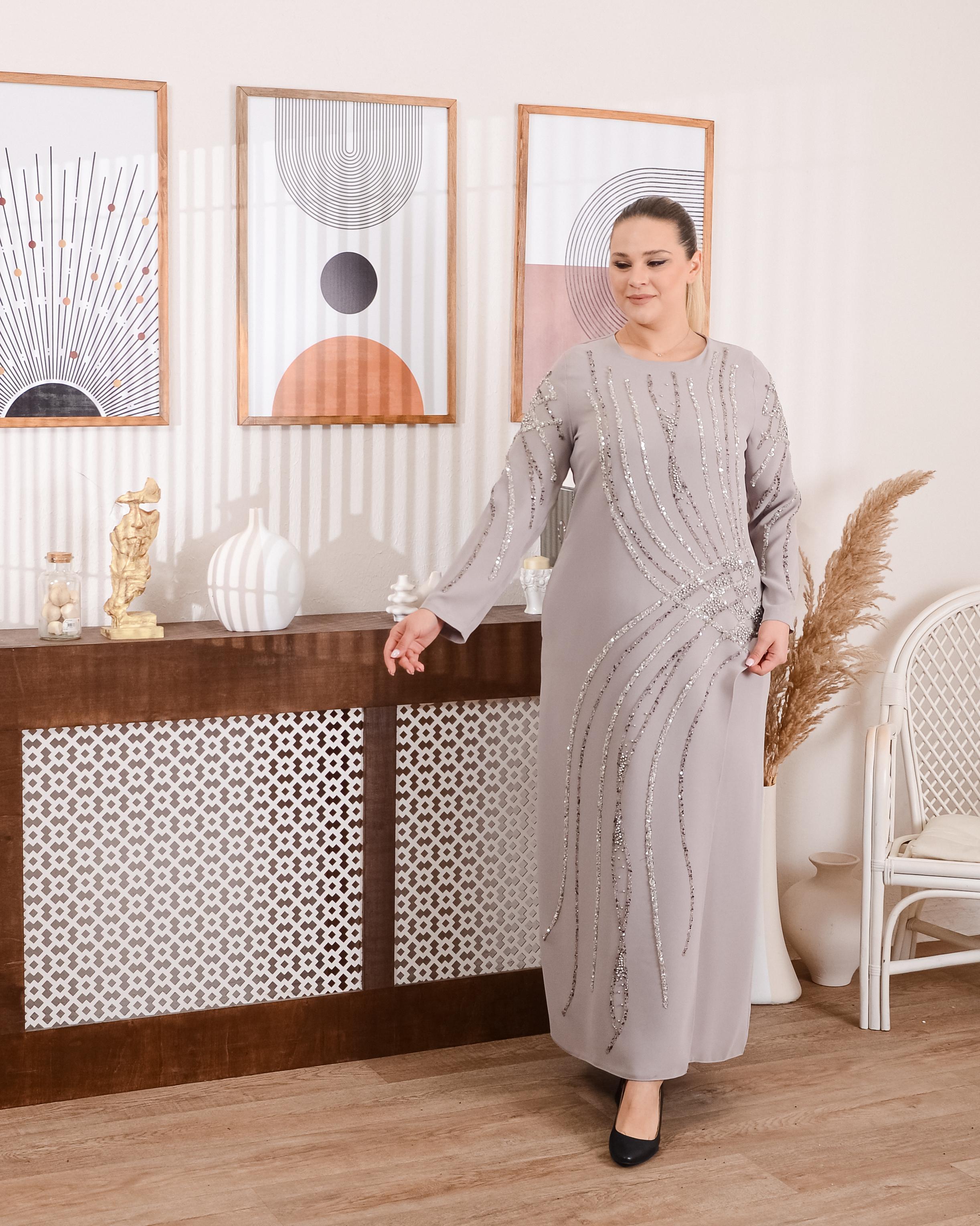Modelli Taş İşlemeli Büyük Beden Abiye - TAŞ