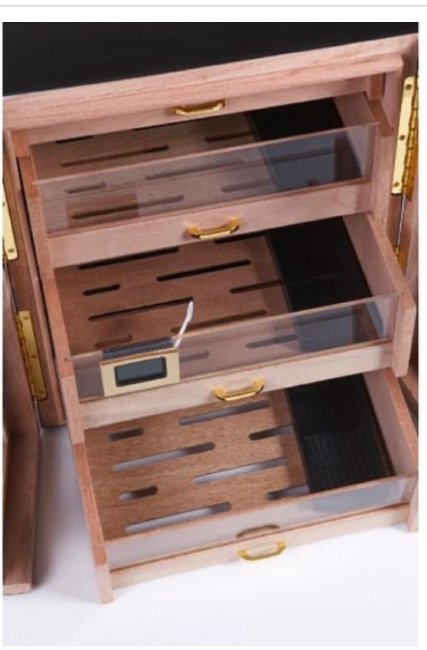 Parmida 4 Katlı Humidor/Puro Saklama Dolabı - Siyah