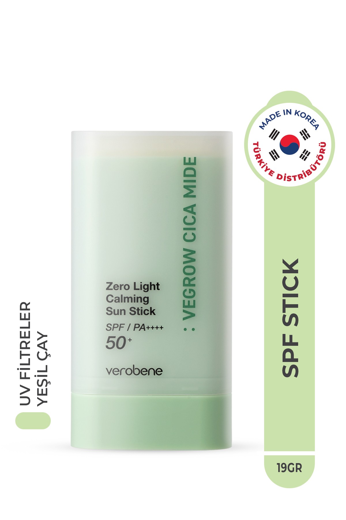 Verobene Vegrow Cica Mide Zero Light Calming Sun Stick Vegan Sakinleştirici Stick Güneş Kremi