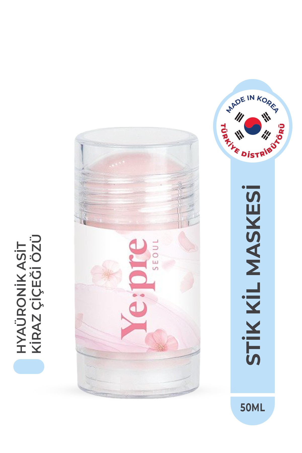 YEPRE Kiraz Çiçeği Özü İçeren Sıkılaştırıcı Nemlendirici Stik Kil Maskesi 40g