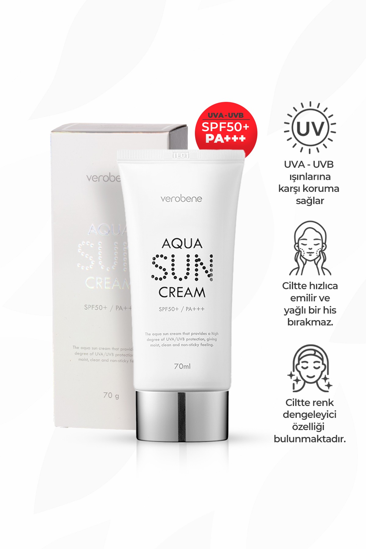 Hafif Dokulu Suya Dayanıklı Güneş Kremi SPF50 PA+++ 70g