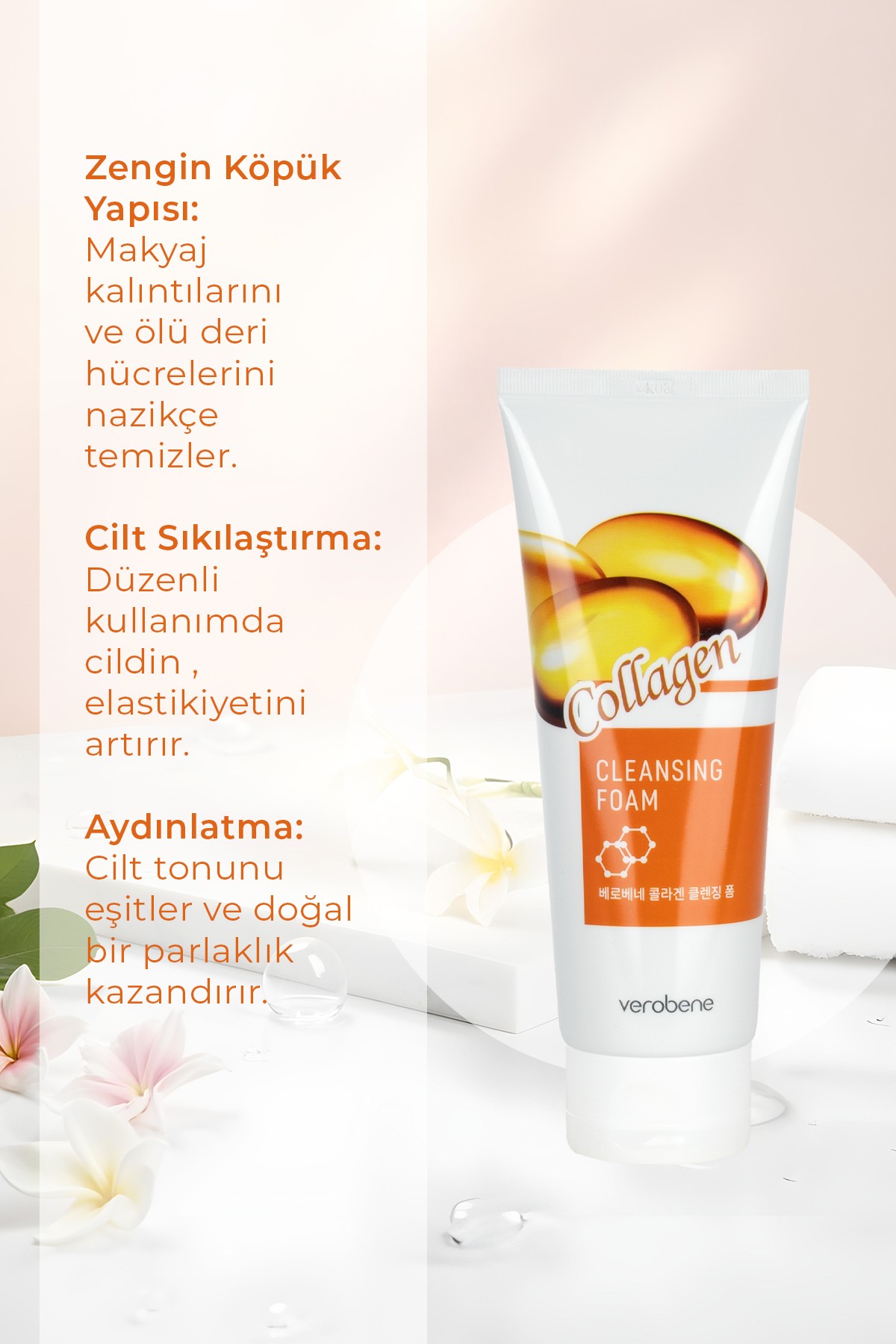 Kolajen İçerikli Nemlendirici ve Sıkılaştırıcı Yüz Temizleme Köpüğü 150ml