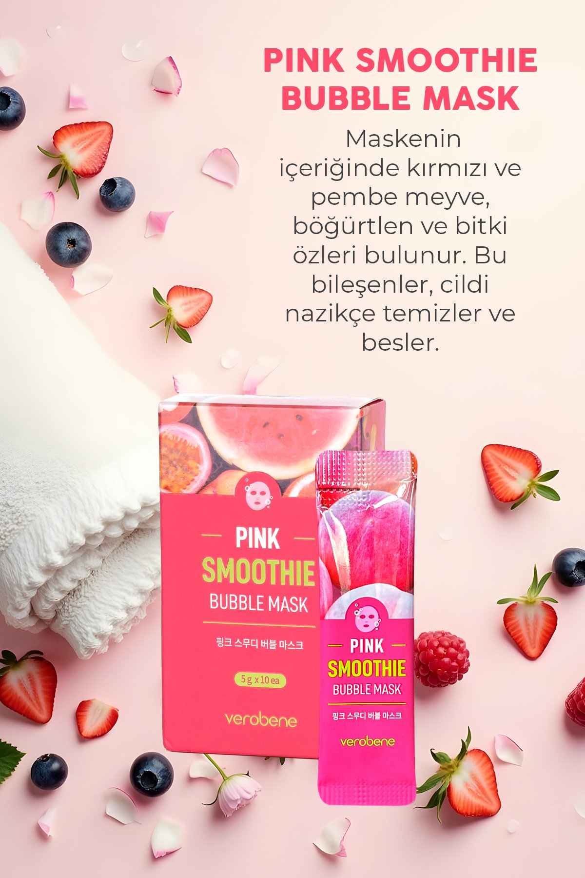 Canlandırıcı ve Nemlendirici Pembe Köpüren Maske (Şase) 5g