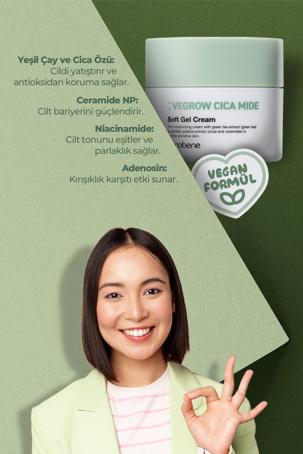 Vegrow Cica Mide Nemlendirici Jel Krem 50ml