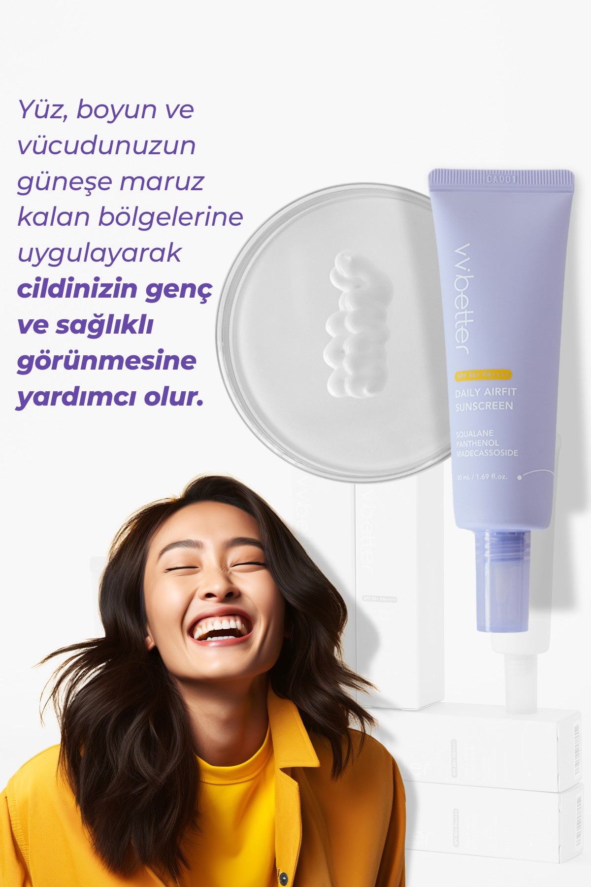 Hafif Dokulu Kore Güneş Kremi SPF50+ | Nemlendirici & Anti-Aging Koruma