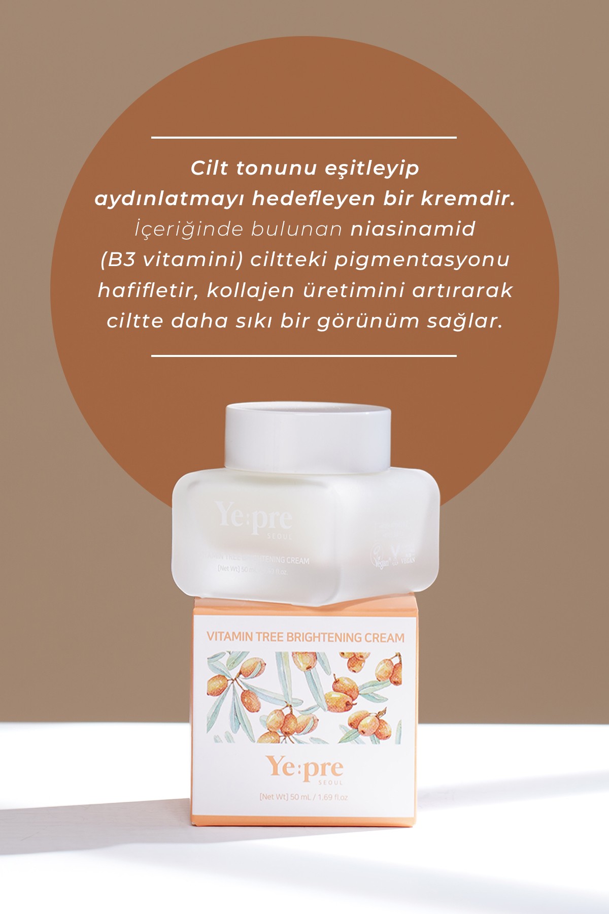 Vitamin İçerikli Aydınlatıcı Krem 50ml – Cilt Tonu Eşitleyici & Antioksidan Koruma