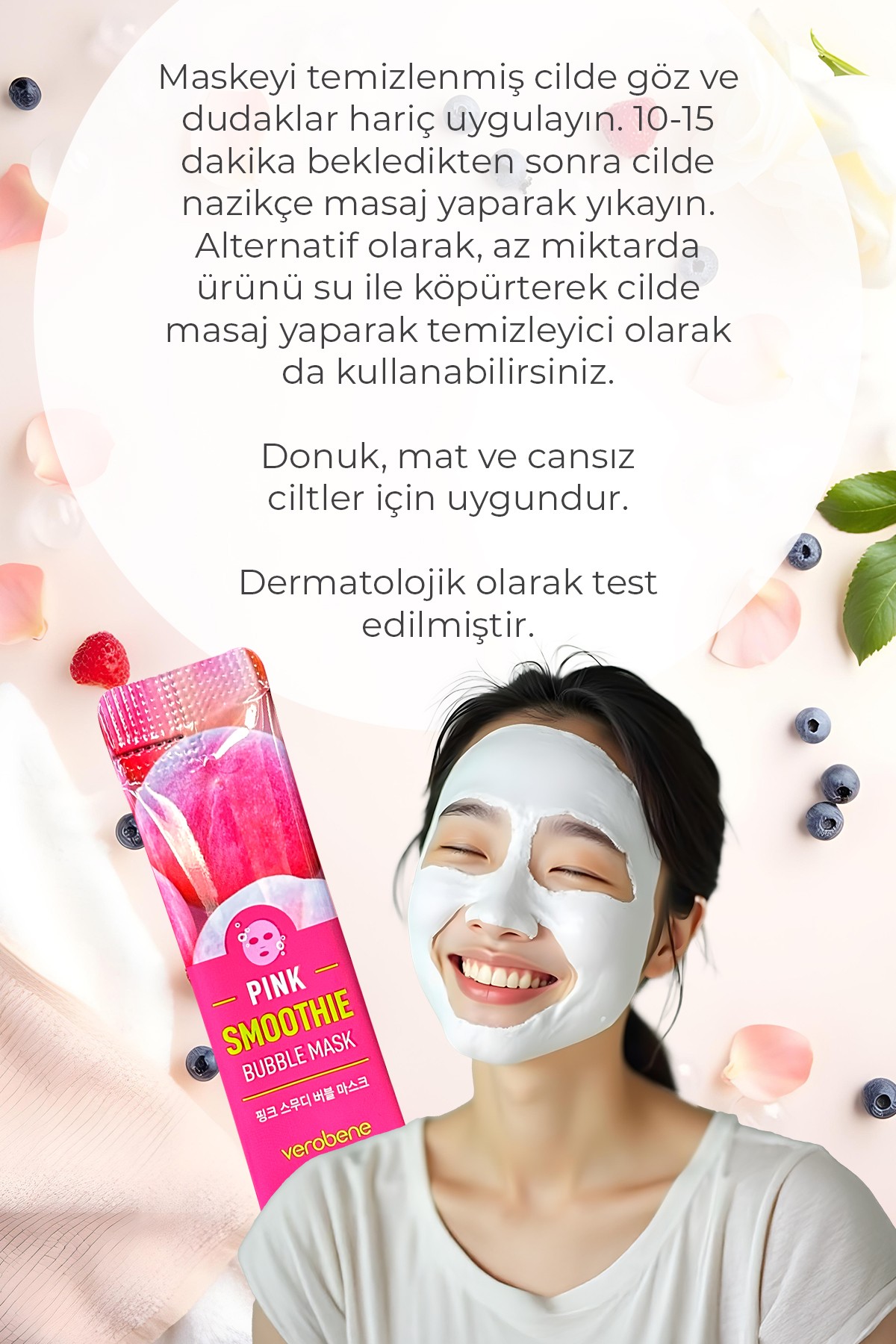 Canlandırıcı ve Nemlendirici Pembe Köpüren Maske (Şase) 5g