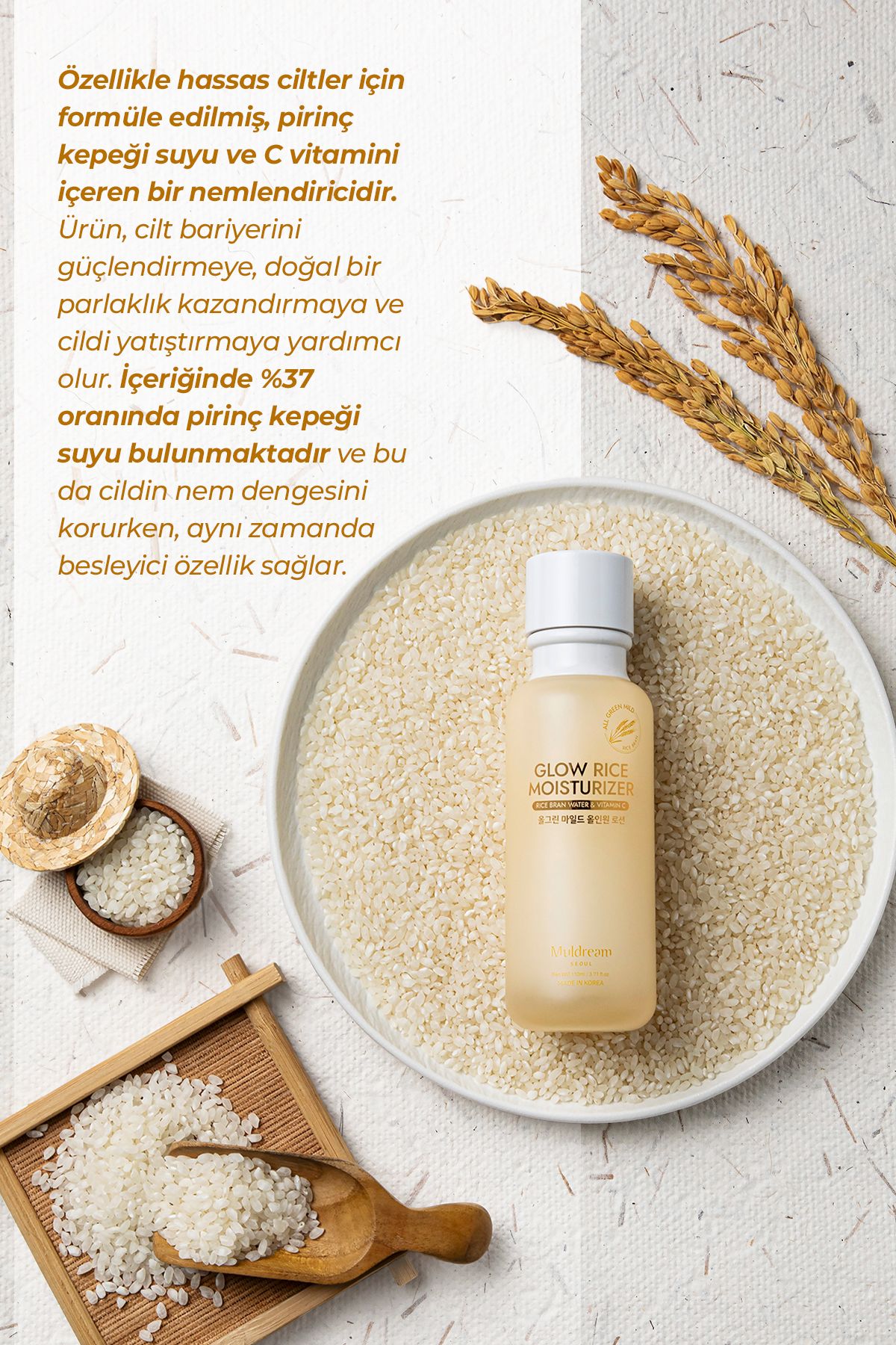 Glow Rice Hassas Ciltler İçin Onarıcı Yatıştırıcı Kore Nemlendirici Losyon 110ml – Hepsi Bir Arada Bakım