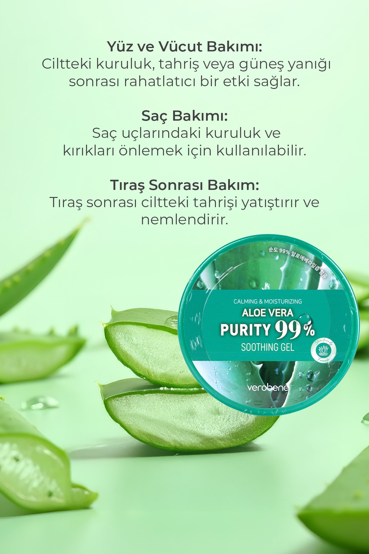 %99 Saf Aloe Vera Yatıştırıcı ve Nemlendirici Jel 300ml