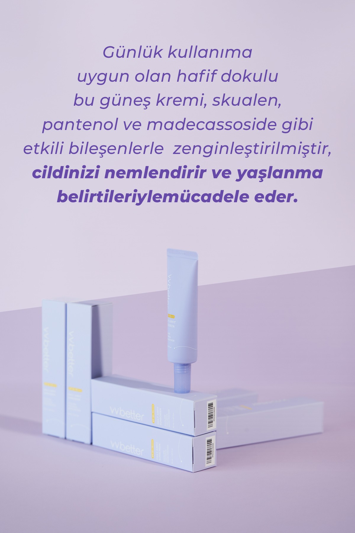 VVBETTER Hafif Dokulu Kore Güneş Kremi SPF50+ | Nemlendirici & Anti-Aging Koruma