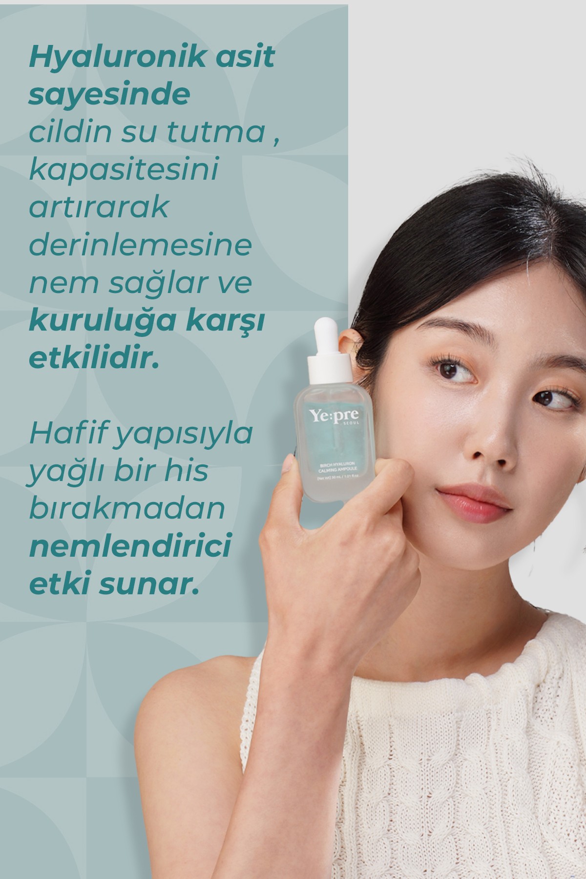 Huş Ağacı Özü ve Hyalüronik Asit İçeren Kore Nemlendirici Yatıştırıcı Ampul 30ml – Cilt Bariyeri Güçlendirici & Antioksidan Koruma