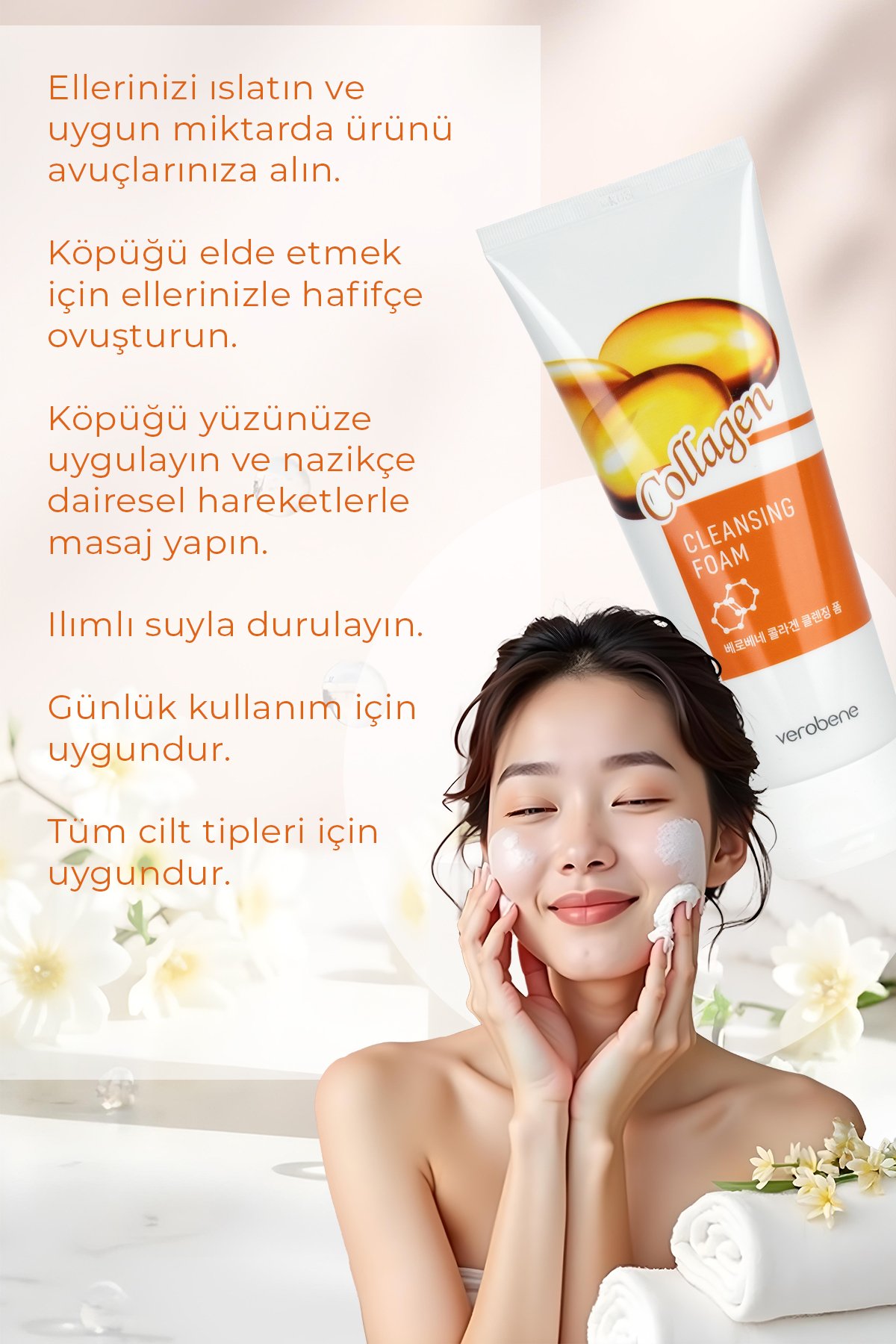 Kolajen İçerikli Nemlendirici ve Sıkılaştırıcı Yüz Temizleme Köpüğü 150ml