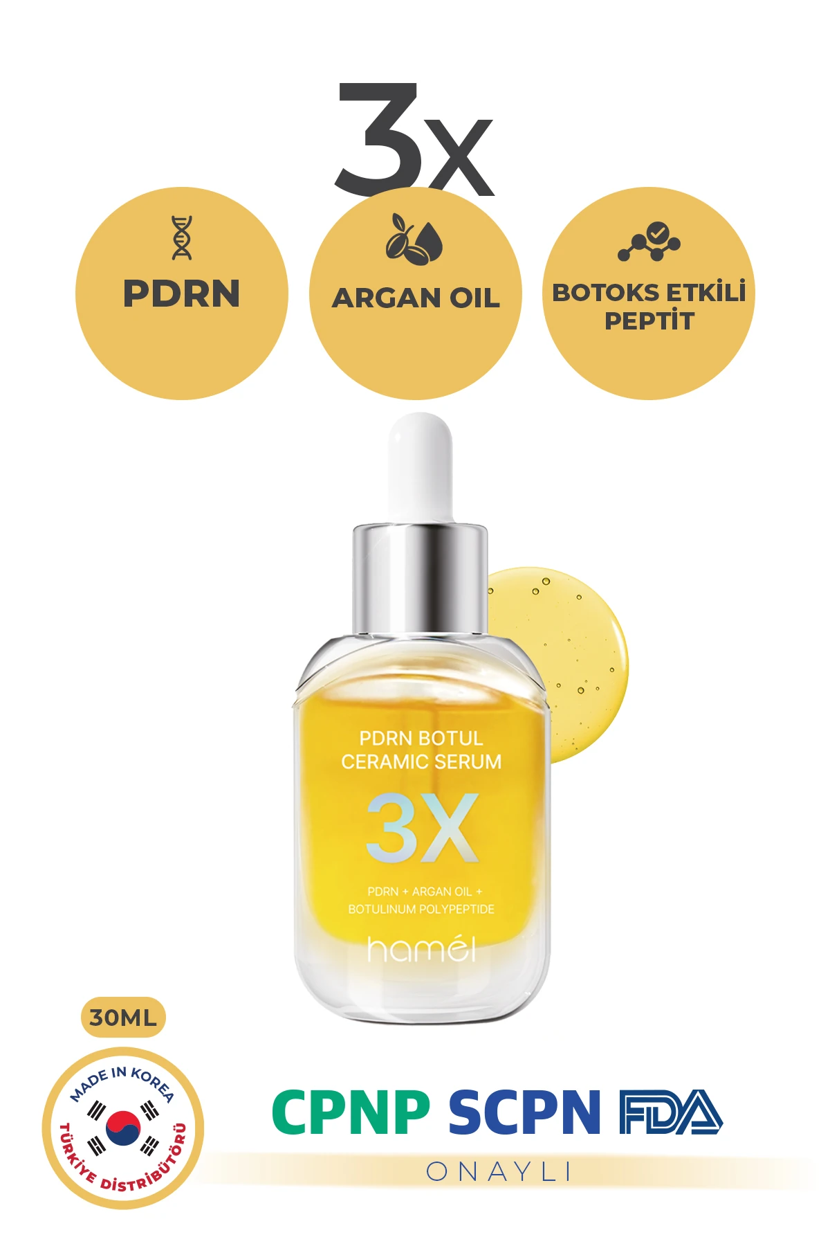 3X PDRN Botul Ceramic Serum Sodium DNA Botoks Etkili Doku Onarıcı Serum Kore 30ml