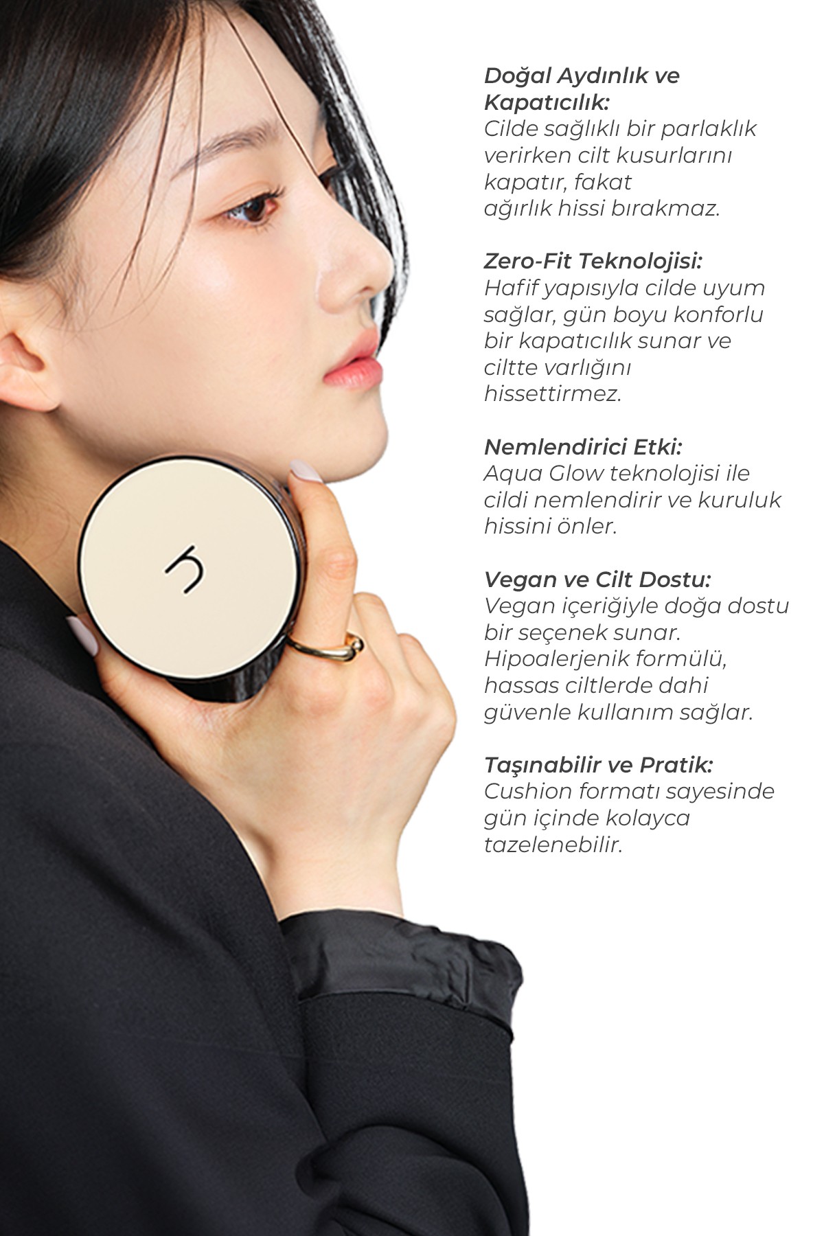 Zero Fit Cushion Uzun Süre Kalıcı Kore Fondöten SPF50+ PA+++ Doğal Bitişli Refill x2 12g