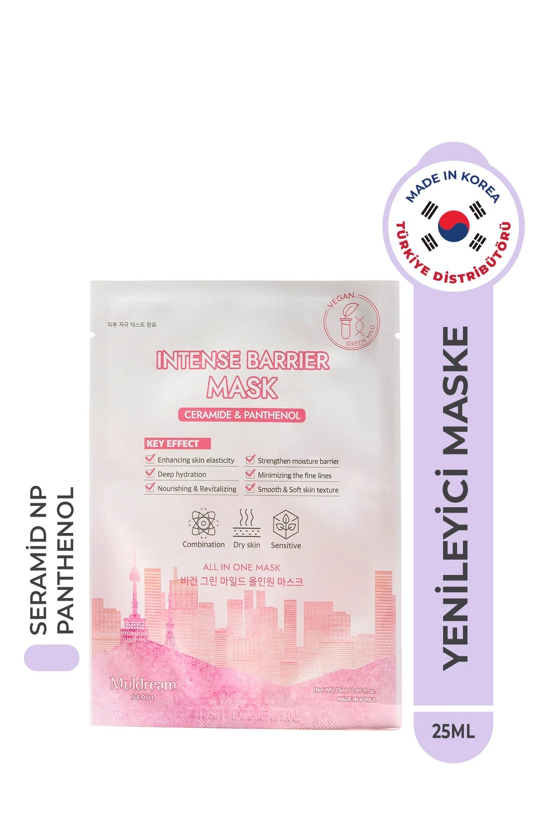 İntense Barrier Mask Kağıt Yüz Maskesi Kuru ve Hassas Cilt Onarıcı Bariyer Güçlendirici Kore 25ml