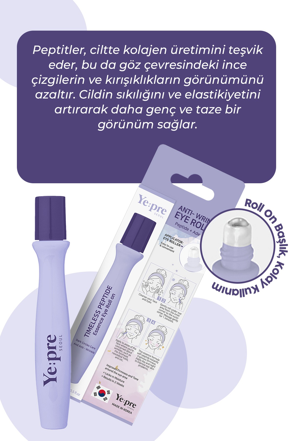 Göz Çevresi Kırışıklık Giderici Kore Roll-On 15ml – Ödem Azaltıcı & Cilt Tonu Eşitleyici