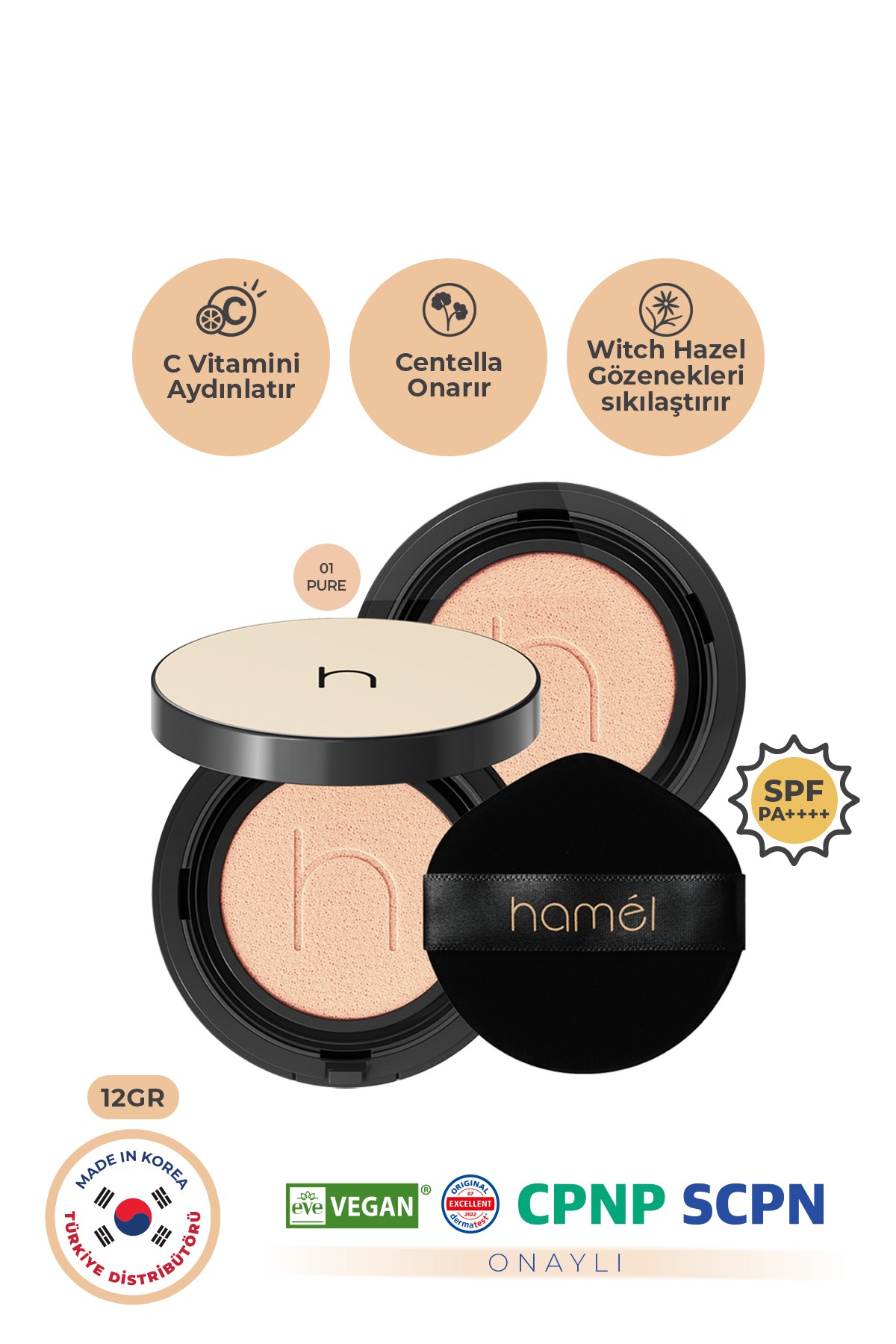 Zero Fit Cushion Uzun Süre Kalıcı Kore Fondöten SPF50+ PA+++ Doğal Bitişli Refill 12g Tan x2