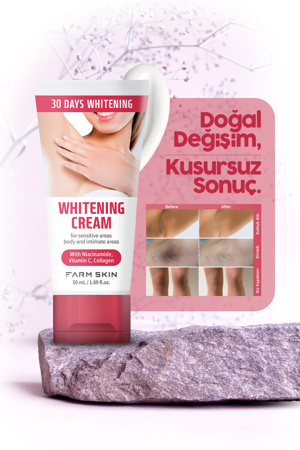 FARMSKIN Cilt Beyazlatıcı Aydınlatıcı Kore Krem 50ml – Leke Karşıtı & Cilt Tonu Eşitleyici