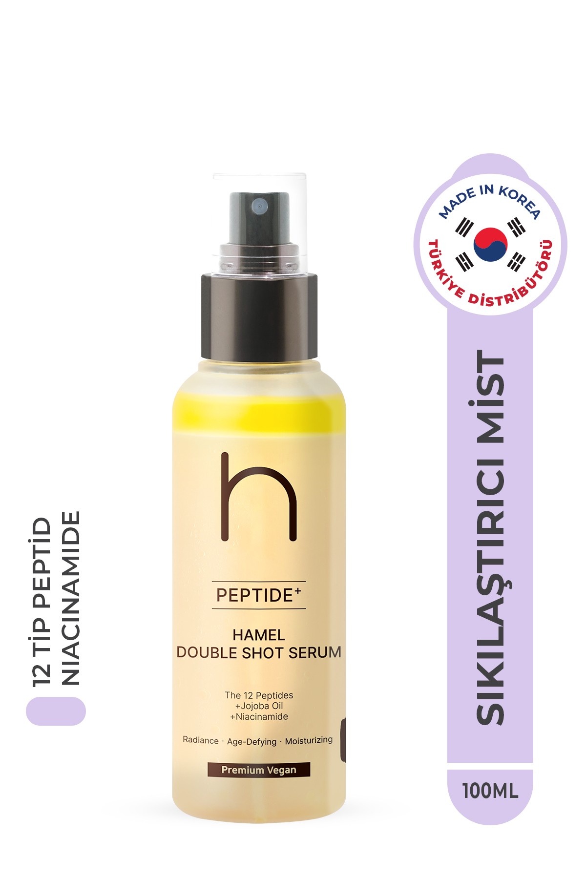 Double Shot Serum 12 Tip Peptid Premium Vegan Sıkılaştırıcı Güçlendirici Mist Serum Kore 100ml