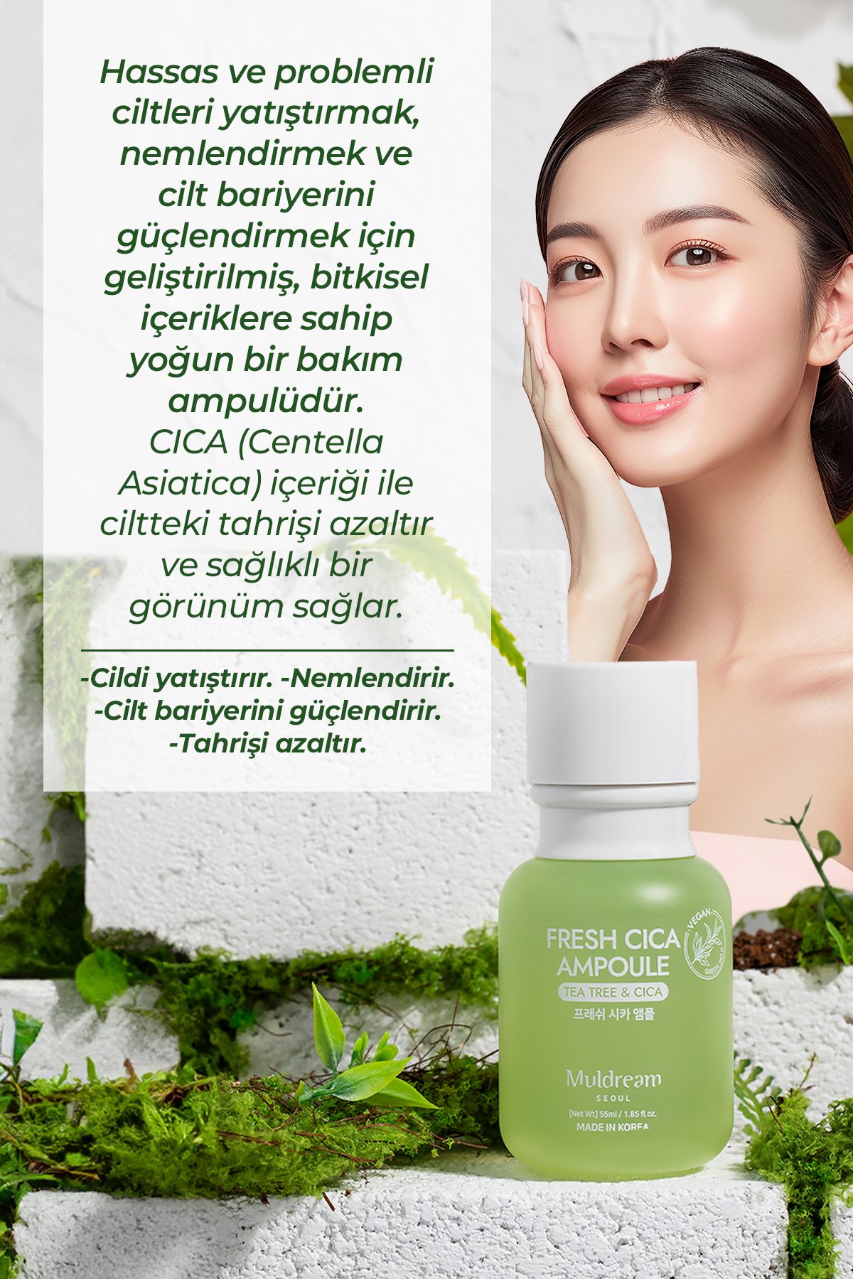 MULDREAM Sebum Dengeleyici Kore Nemlendirici S.O.S Bakım Ampul 55ml – Onarıcı & Yatıştırıcı Etki