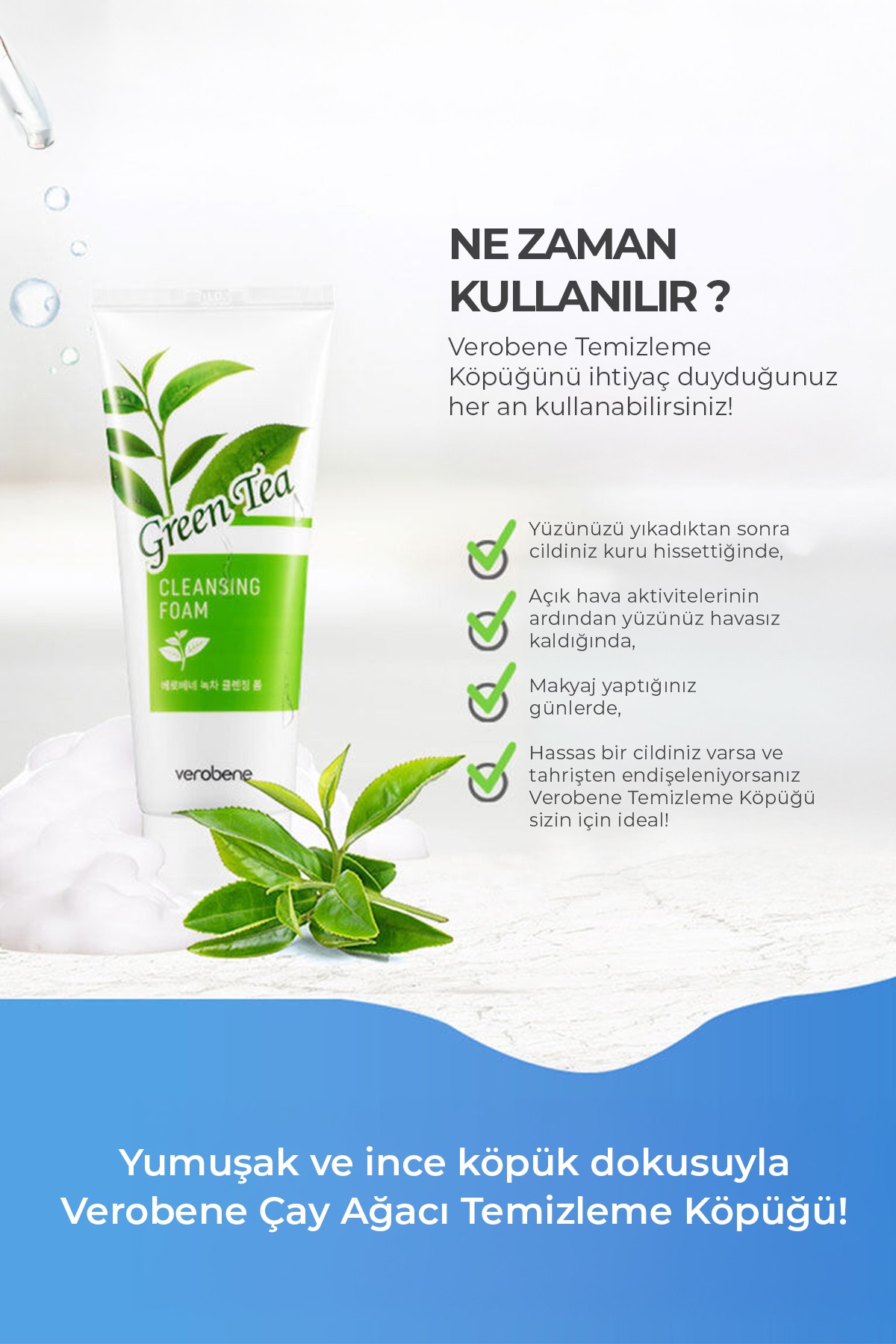 Yeşil Çay İçerikli Gözenek Arındırıcı ve Yatıştırıcı Yüz Temizleme Köpüğü 150ml