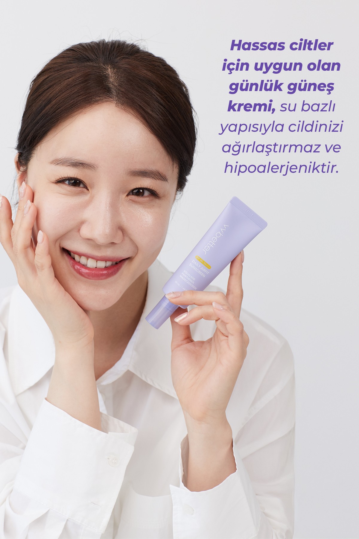 VVBETTER Hafif Dokulu Kore Güneş Kremi SPF50+ | Nemlendirici & Anti-Aging Koruma