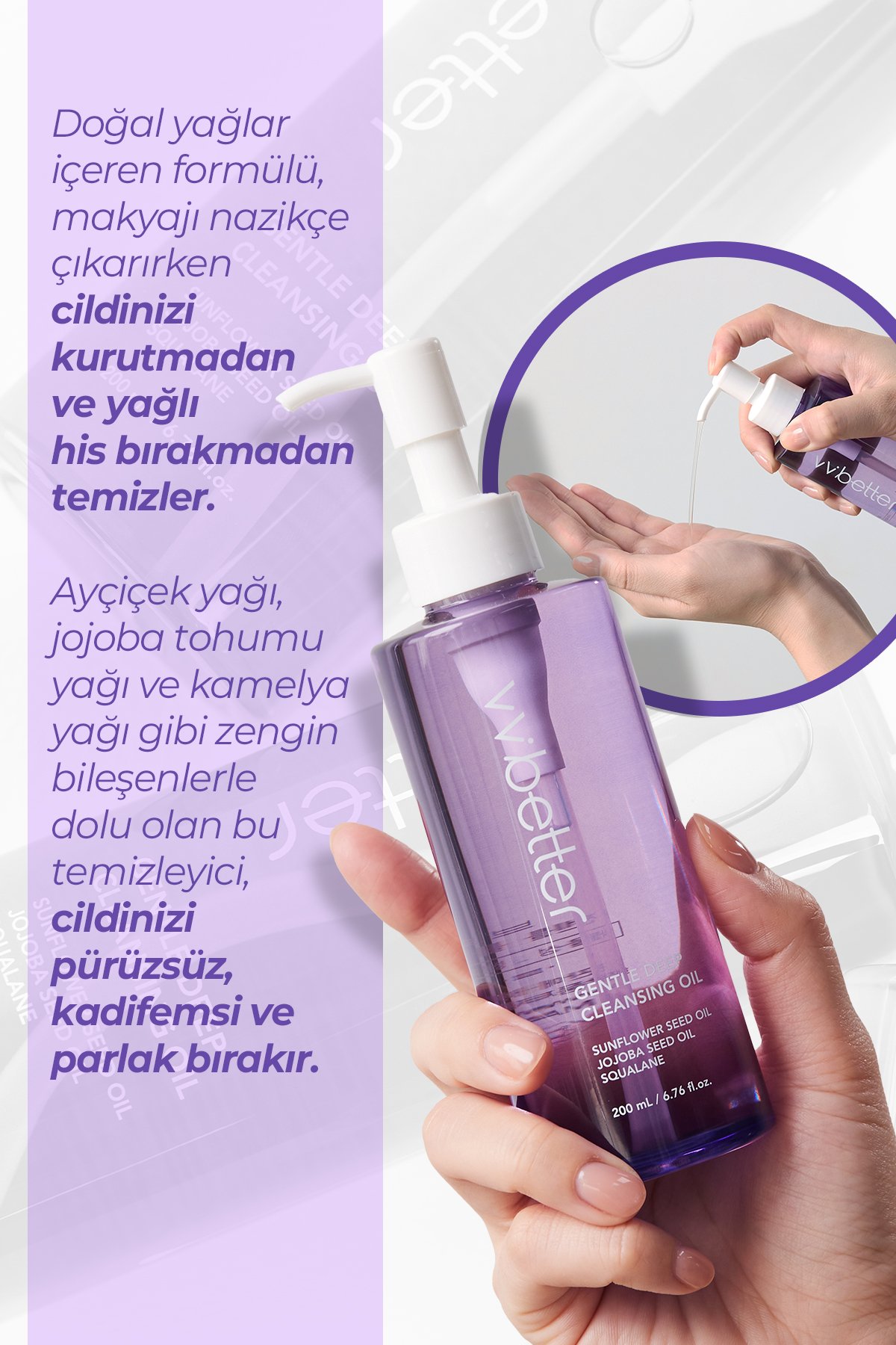 Siyah Nokta Karşıtı Arındırıcı Canlandırıcı Yaşlanma Karşıtı Kore Yüz Temizleme Yağı 200 ml