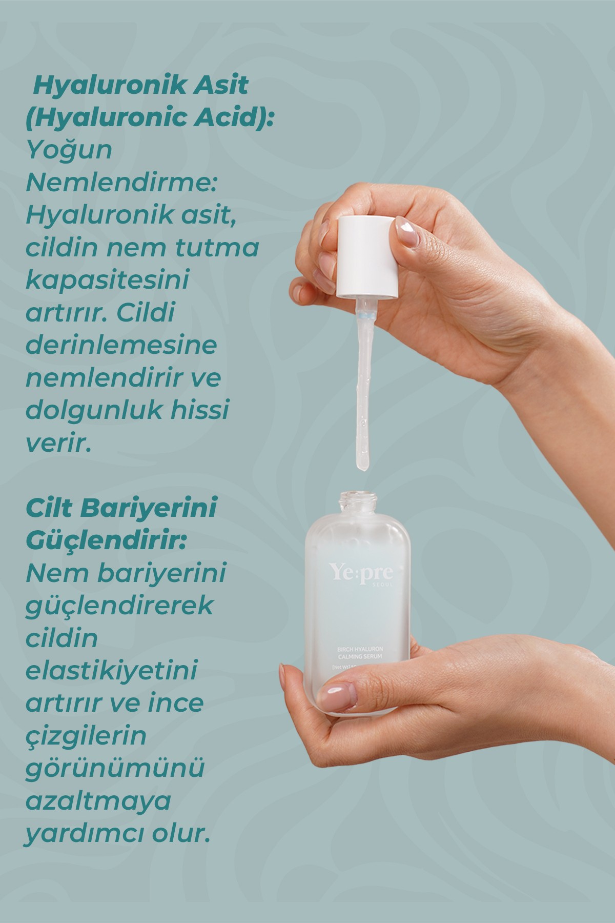 Huş Ağacı Özü ve Hyalüronik Asit İçeren Kore Nemlendirici Yatıştırıcı Serum 50ml – Cilt Bariyeri Güçlendirici & Anti-Aging